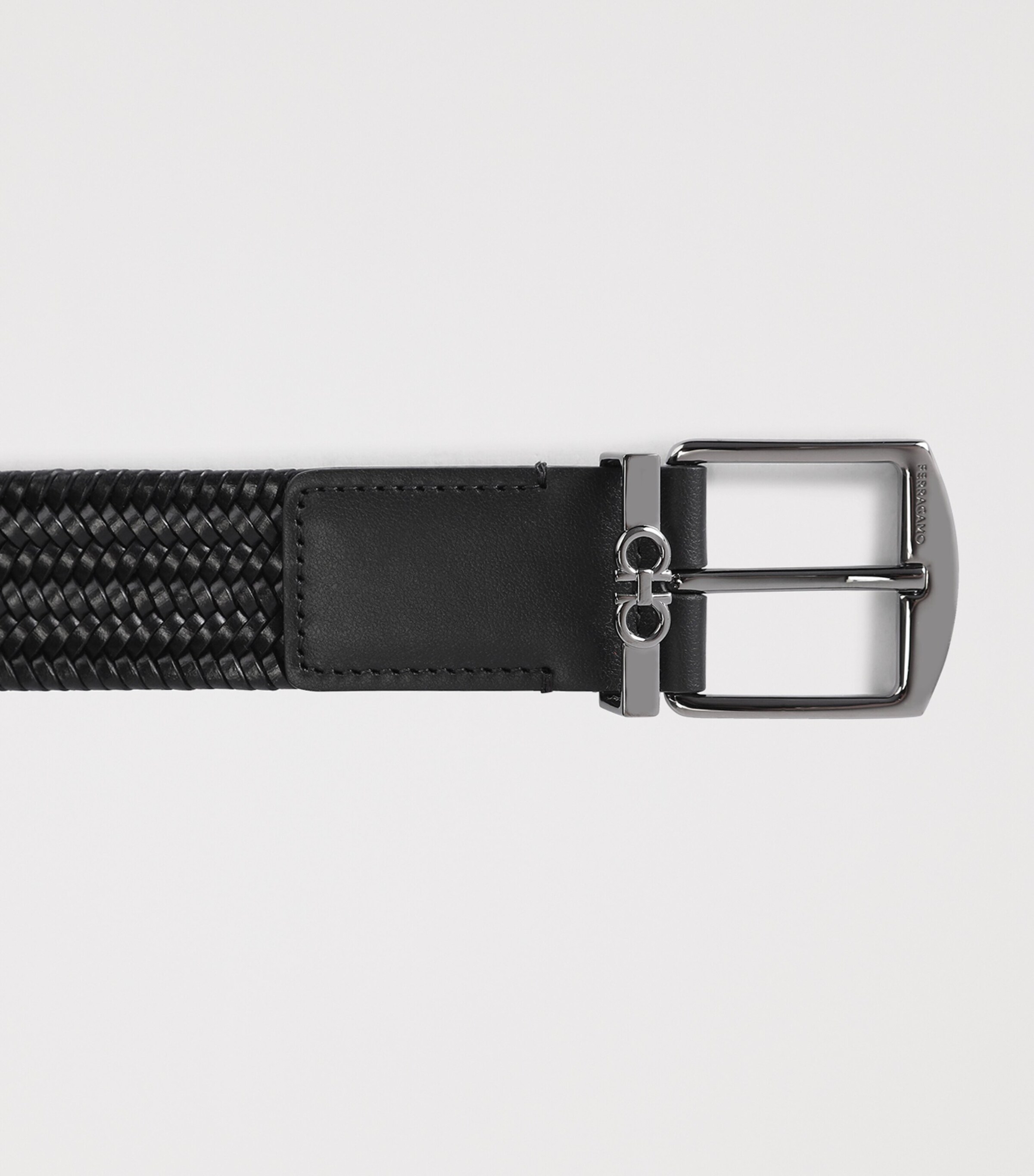 Salvatore Ferragamo Leather Woven Gancini Belt Black Image 3