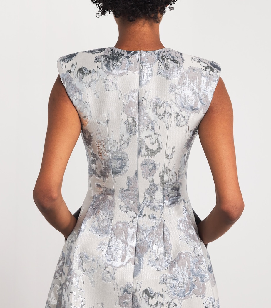 Metallic Jacquard Kyle Midi Dress SILVER Image 6