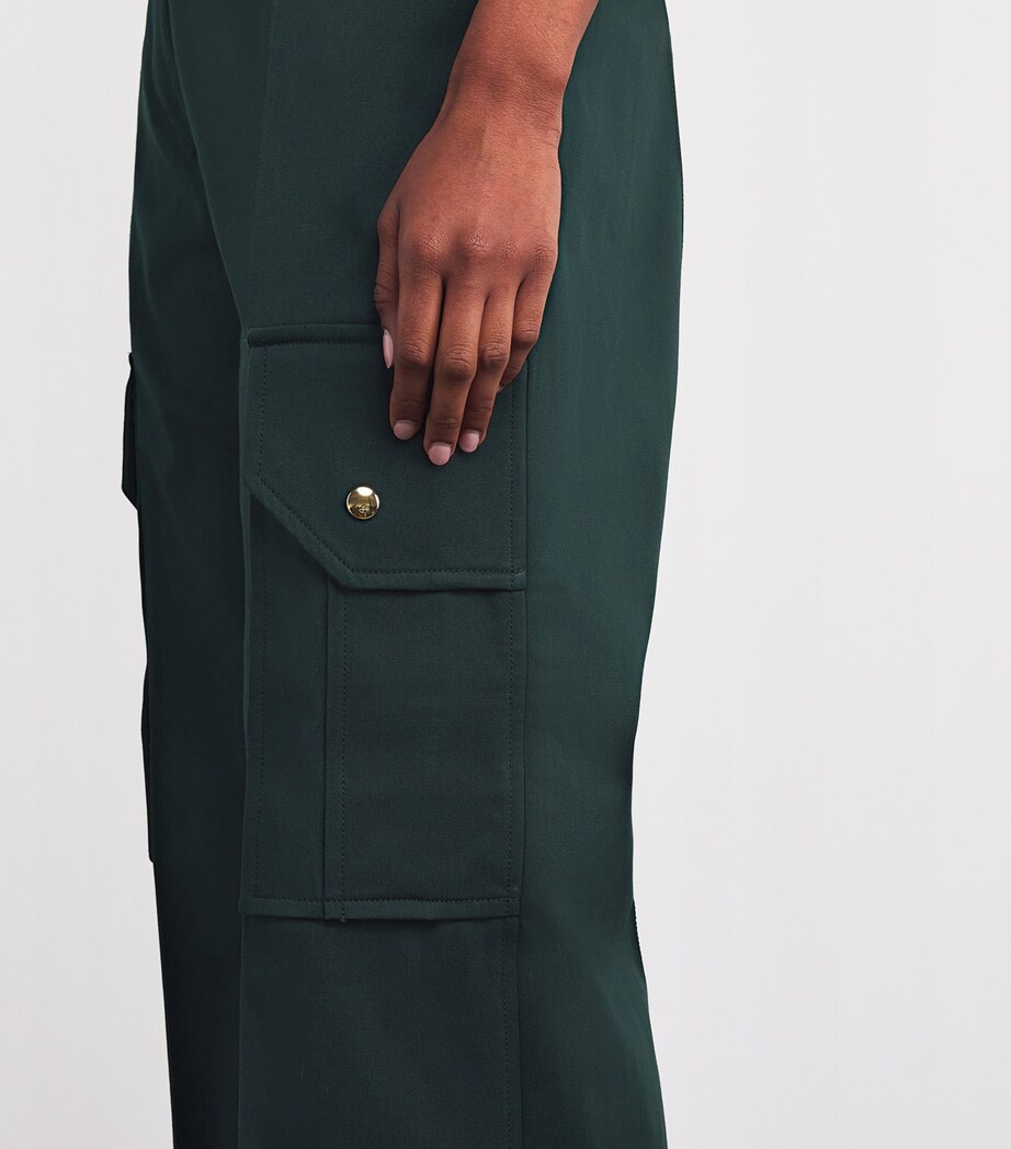 Patou Womens Flared Cargo Trousers Garden Green Image 6