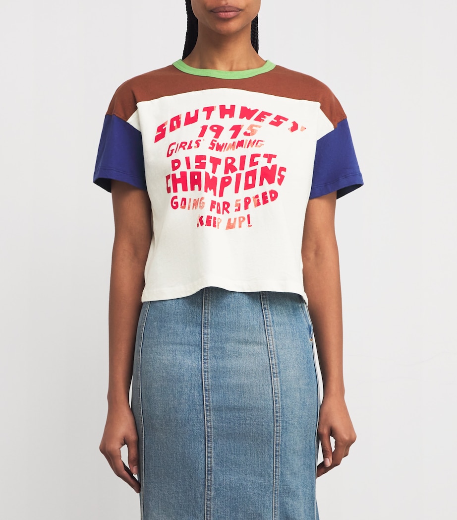 Cotton The Grab Bag Cropped T-Shirt GIRLS SWIMMING Image 3