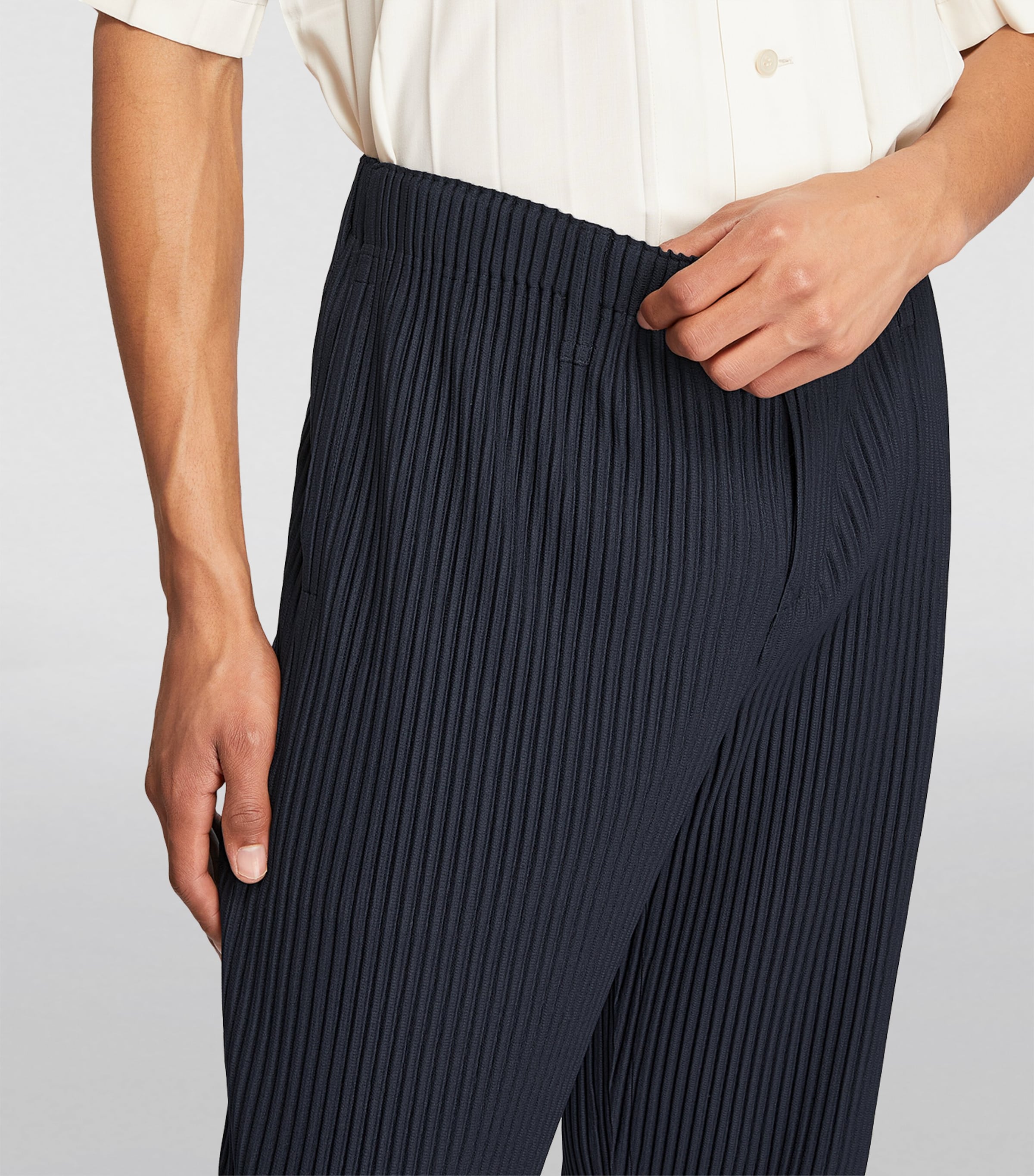 Pleated Straight Trousers 75 NAVY Image 7