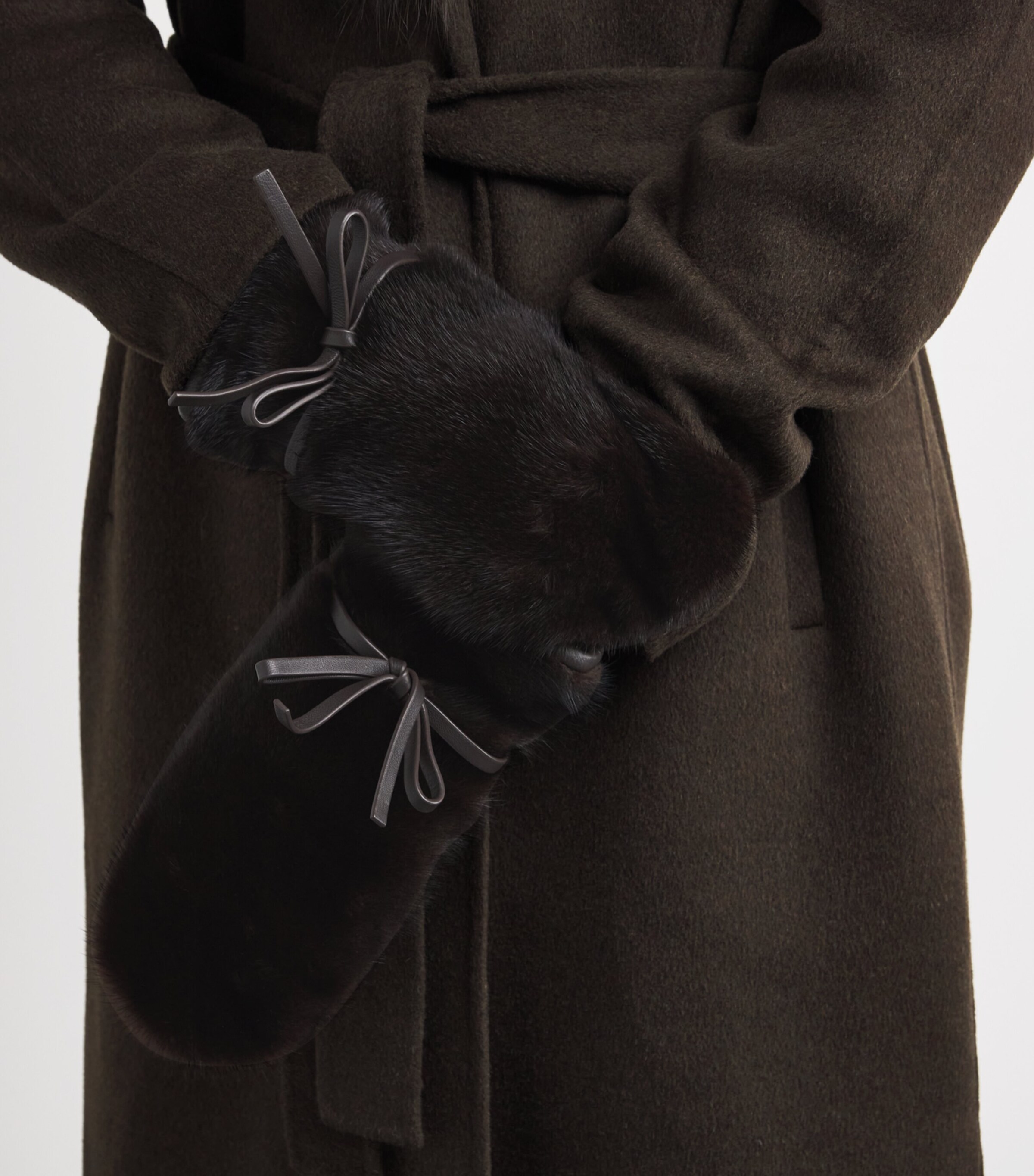 Yves Salomon Mink Fur-Leather Mittens Maho Image 3