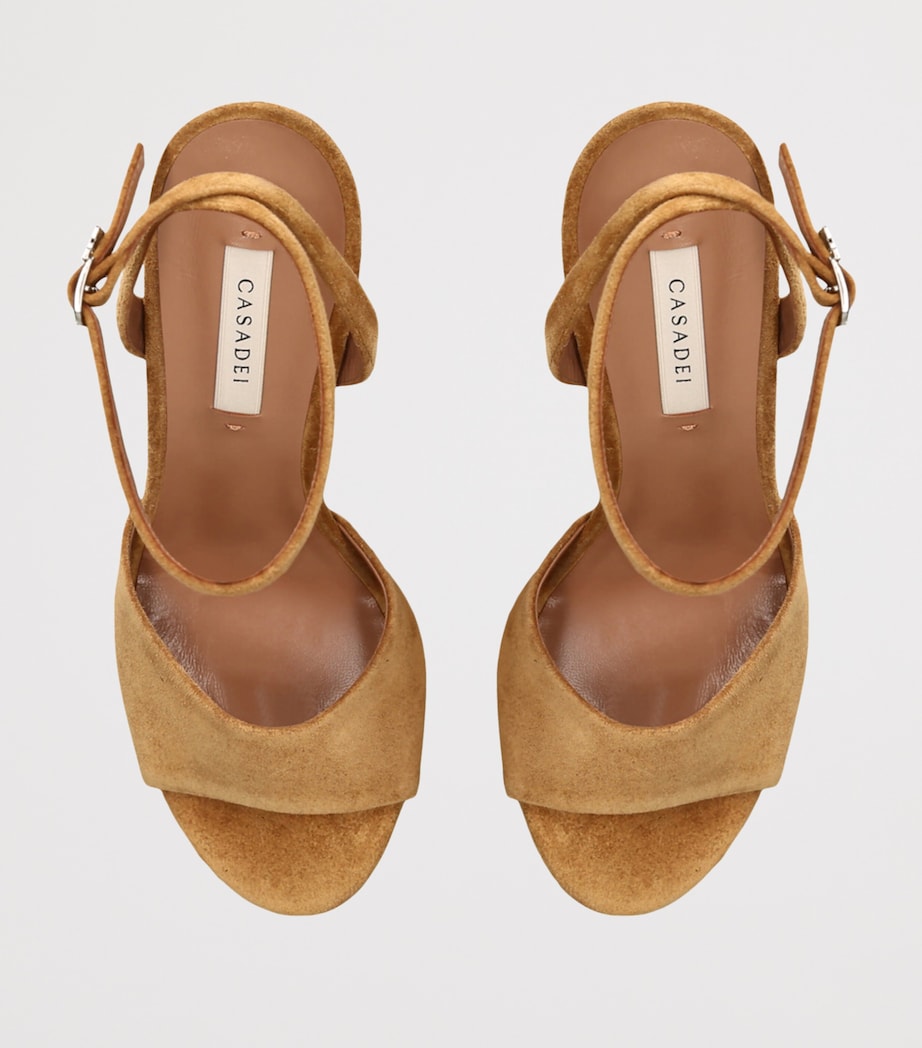 Casadei Suede Patty Platform Heels 130 Tan Image 4