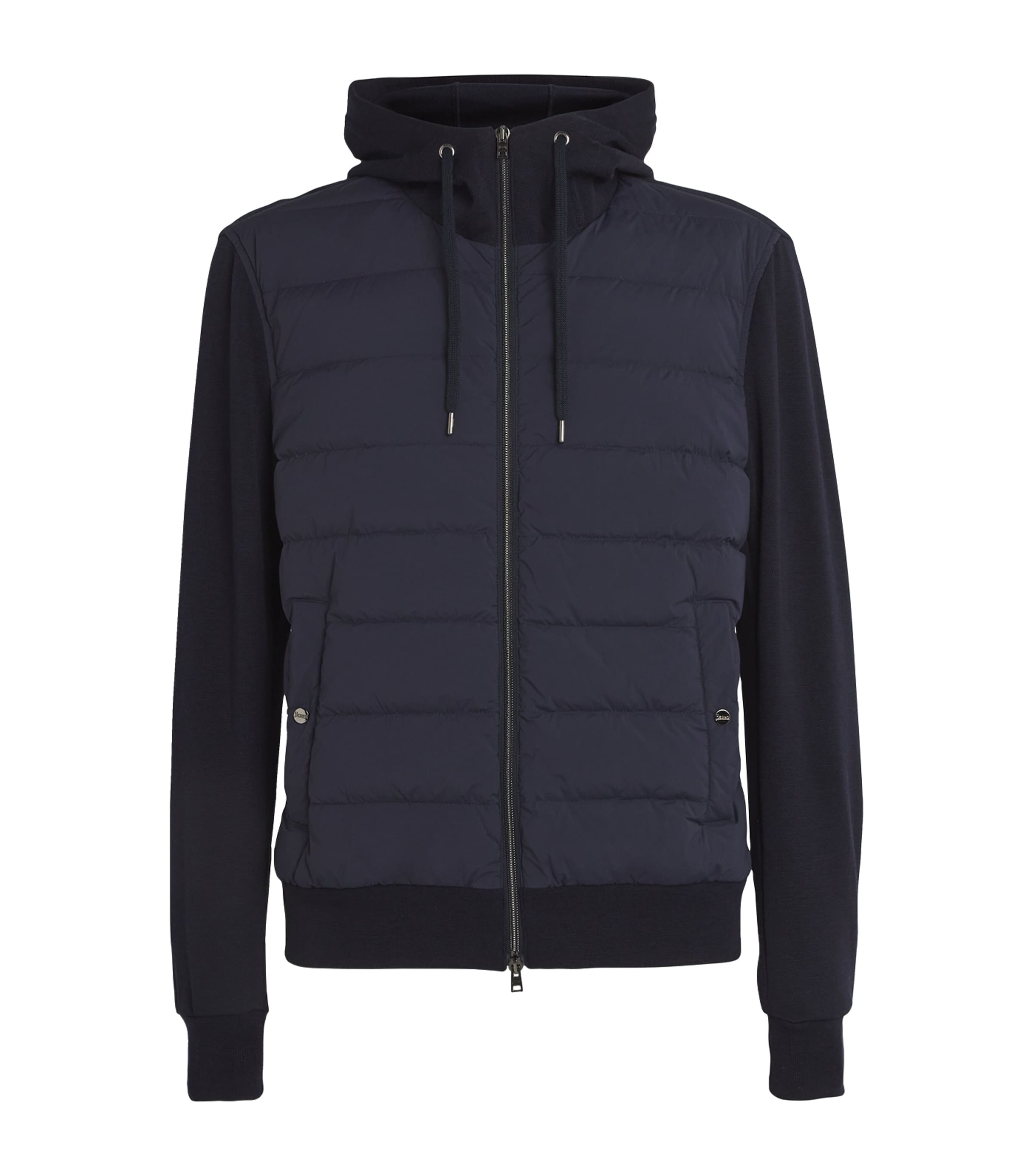 Shop Herno Padded Body Hoodie In Navy