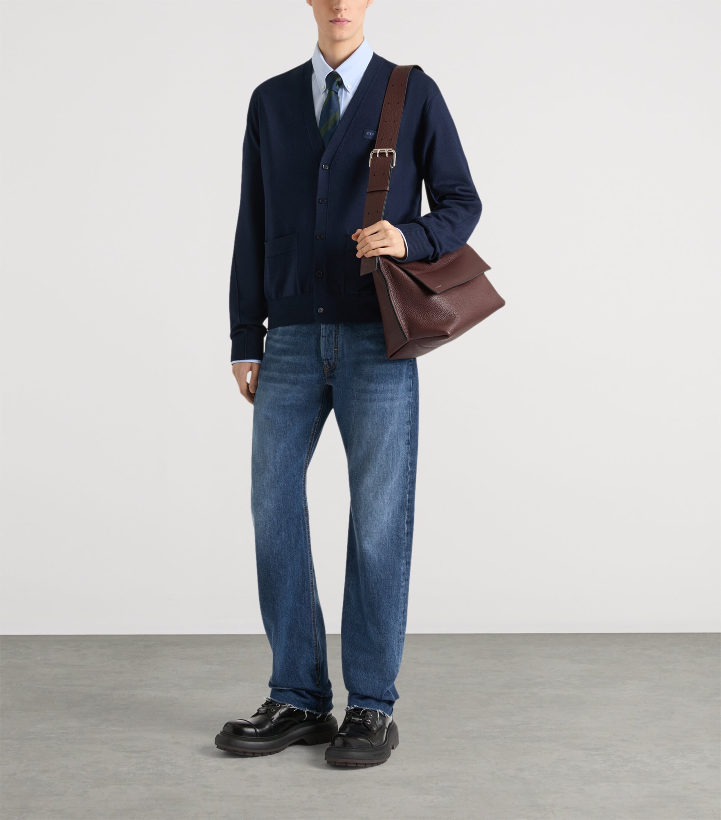 Givenchy Mens Wool Logo-Tab Cardigan Image 2