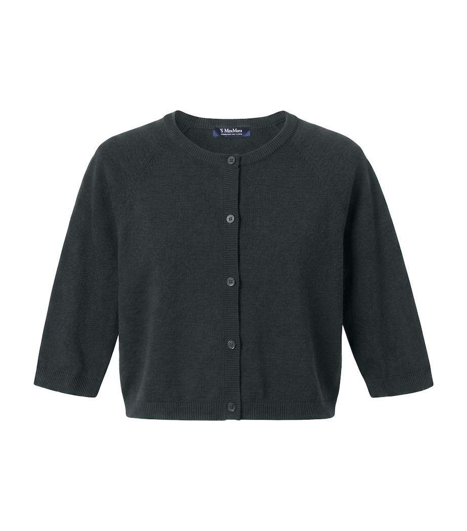 Max Mara Womens Cotton-Silk-Cashmere Cardigan Dark Green Image 1