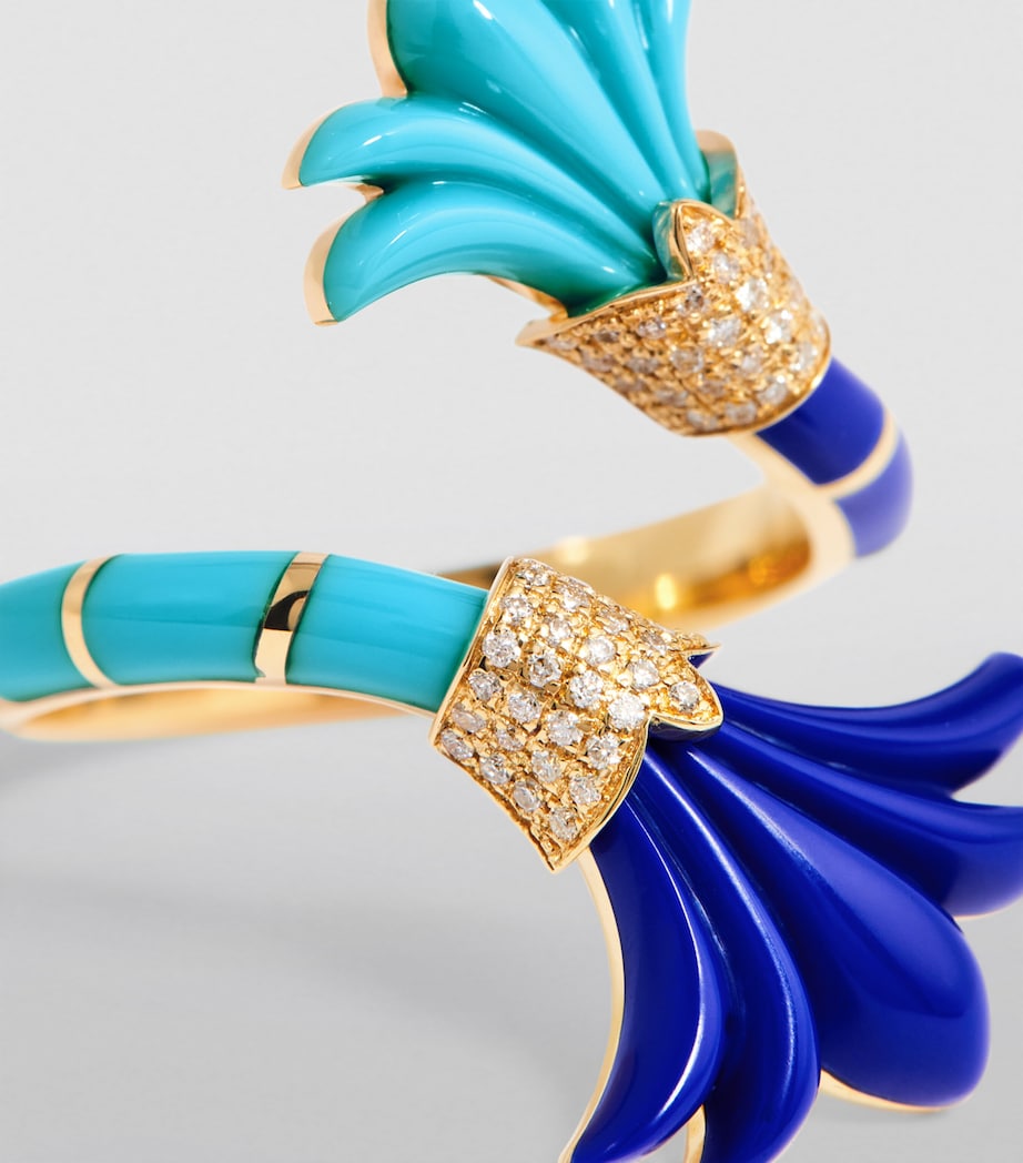 L'ATELIER NAWBAR Yellow Gold, Diamond, Lapis and Turquoise Psychedeliah Ring Turquoise Image 6