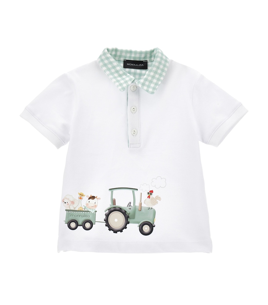 Cotton Printed Polo Shirt (3-36 Months) BIANCO+VERDE GIADA Image 1