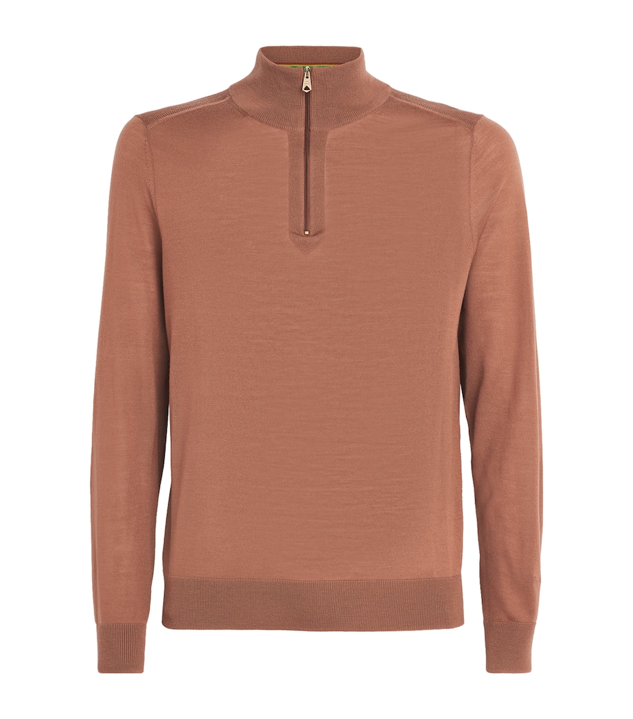 Merino Wool Quarter-Zip Sweater TERRACOTA -65 Image 1