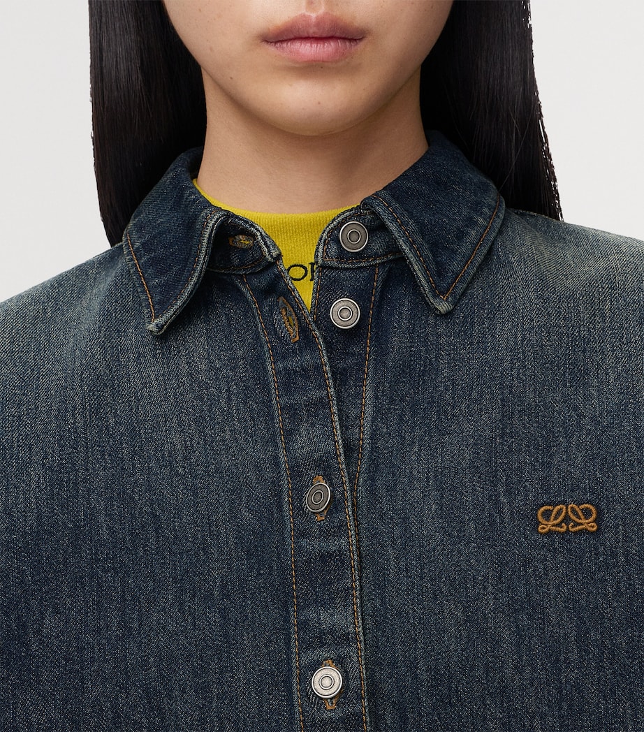 LOEWE Womens Denim Trapeze Short-Sleeve Shirt Dark Blue Image 5