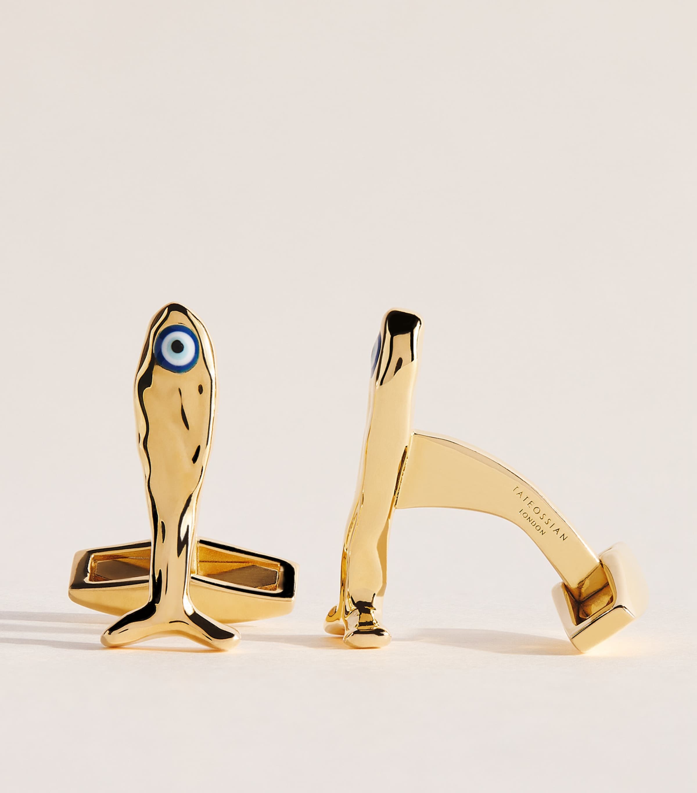 Tateossian Gold-Plated Sterling Silver Feng Shui Fish Cufflinks Yellow Gold Colour Image 4