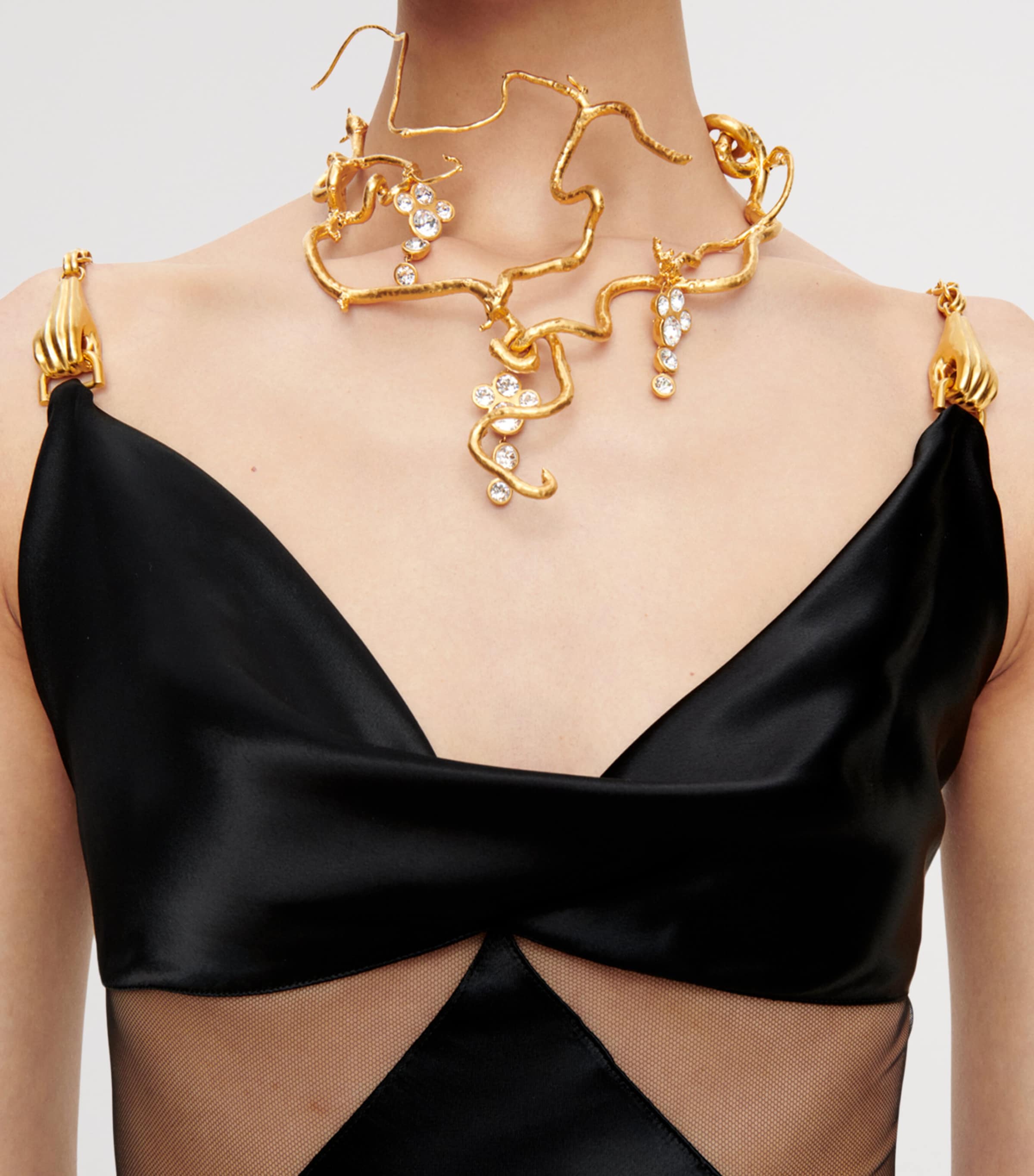 Schiaparelli Rhinestone-Embellished Vine Necklace Gold Image 2