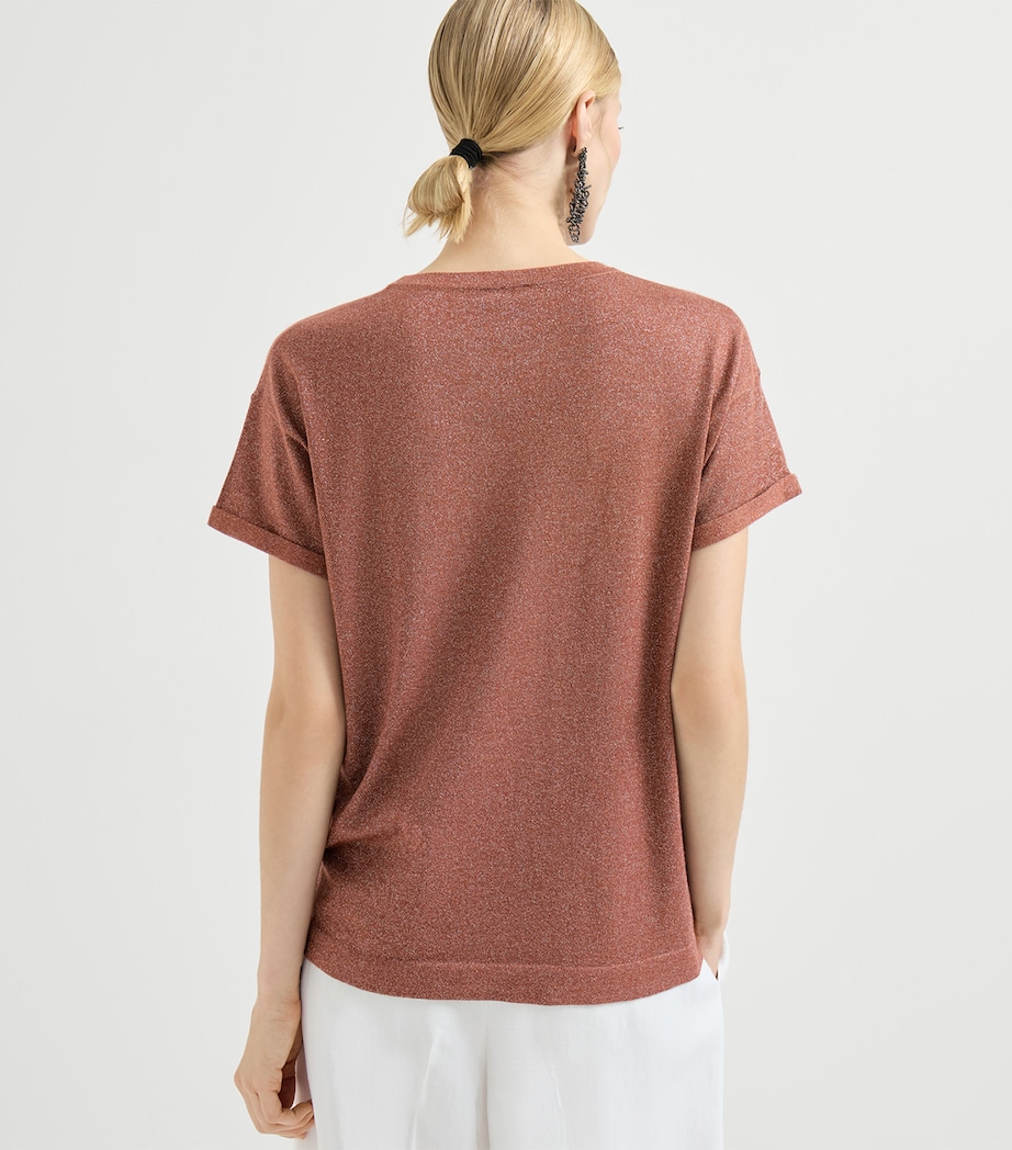 Brunello Cucinelli Womens Cashmere-Blend Sparkling T-Shirt Image 5