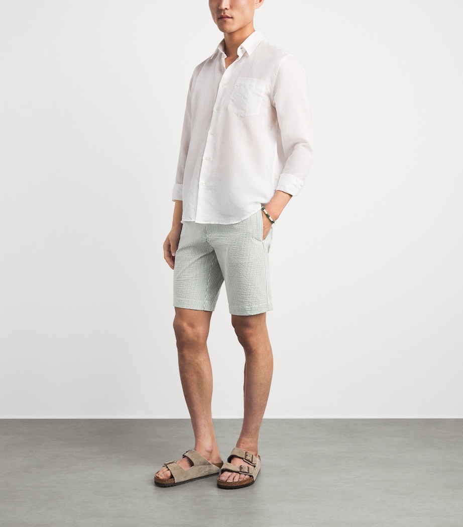 Vilebrequin Mens Seersucker Stripe Bermuda Shorts Kaki Image 2