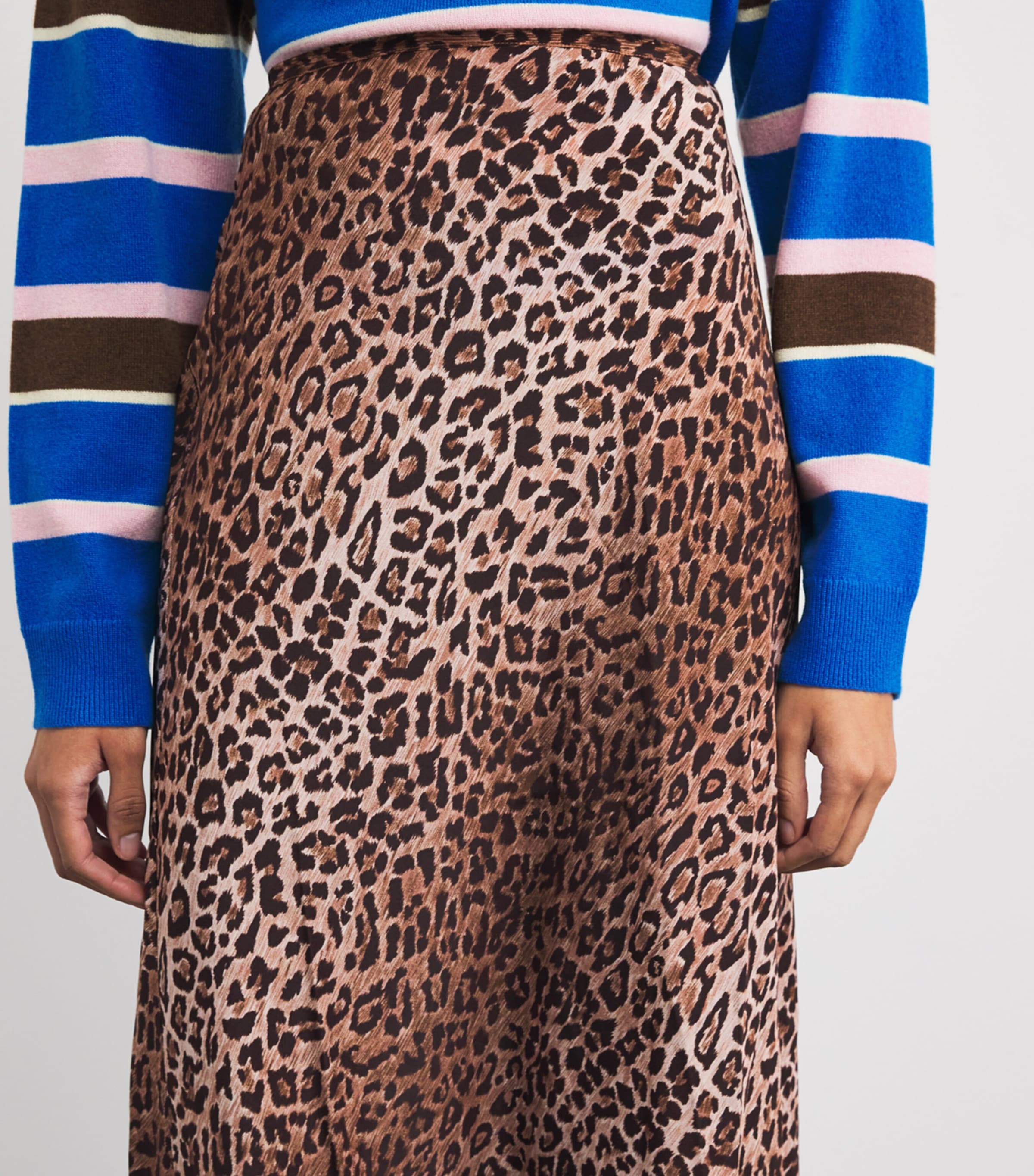 Silk Leopard Kelly Midi Skirt LEOPARD BROWN Image 6