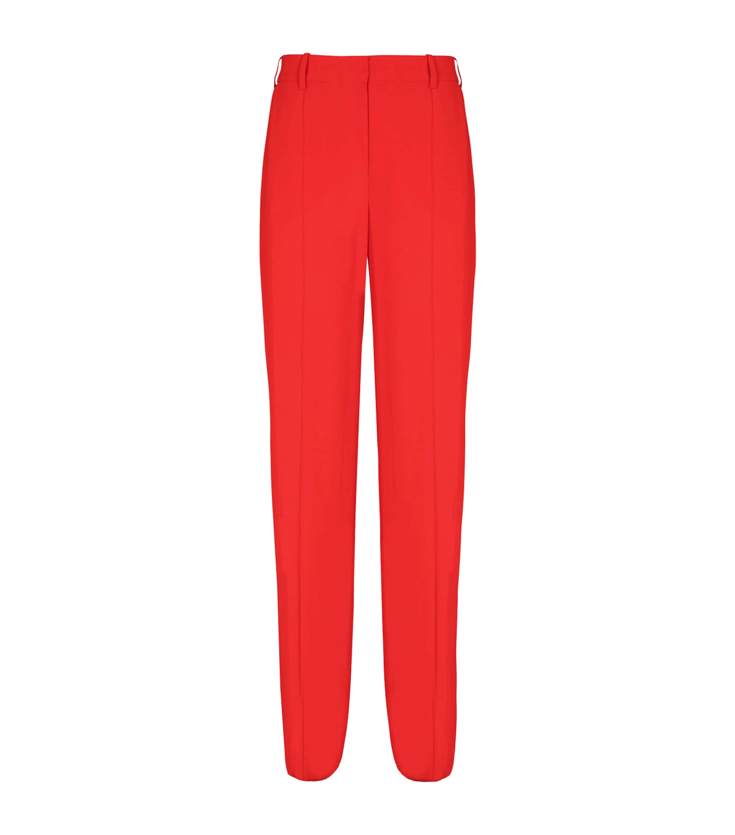 Balmain Crepe Wide-leg Trousers In Red