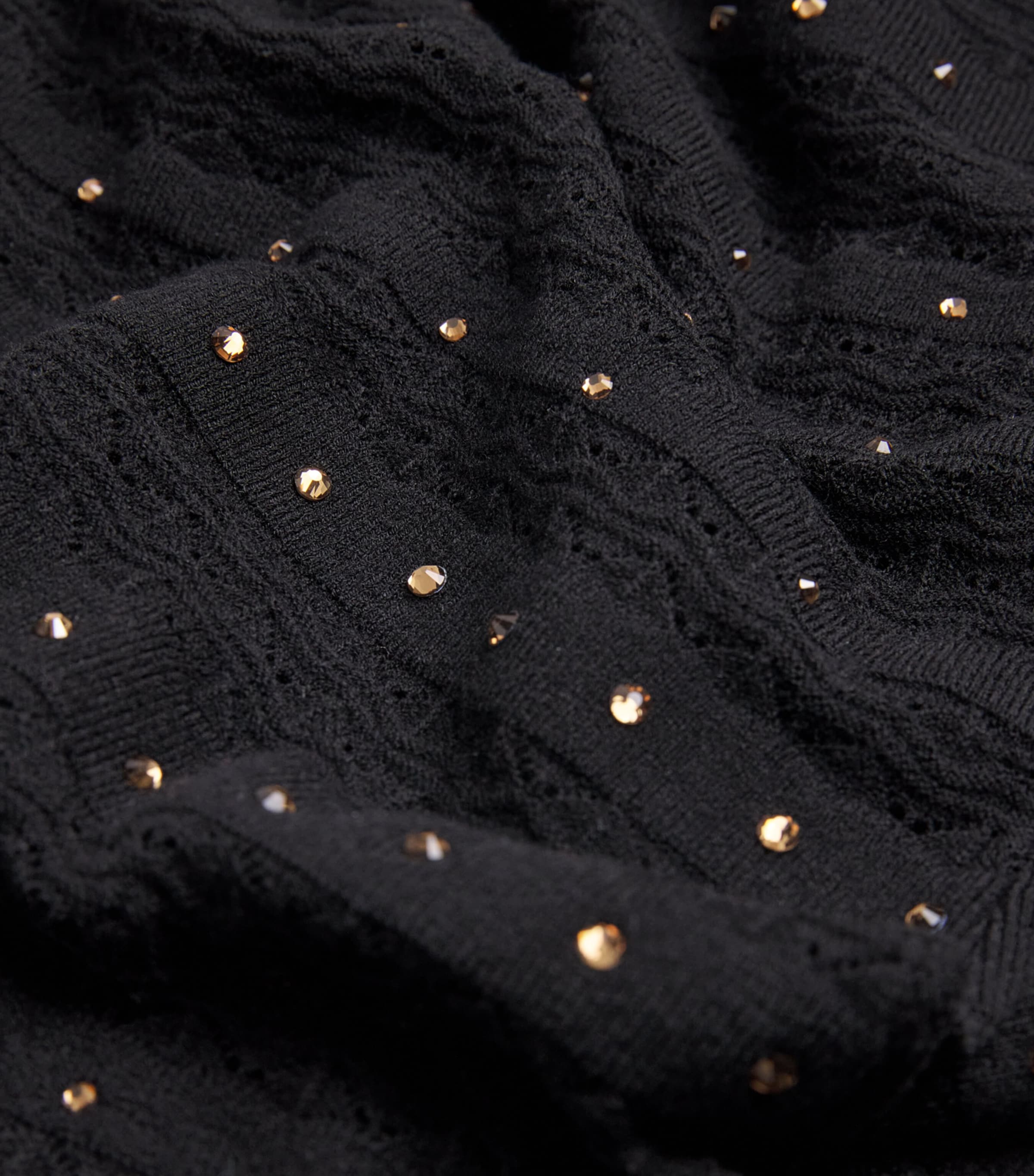 Rhinestone-Embellished Knitted Maxi Dress BLACK Image 5