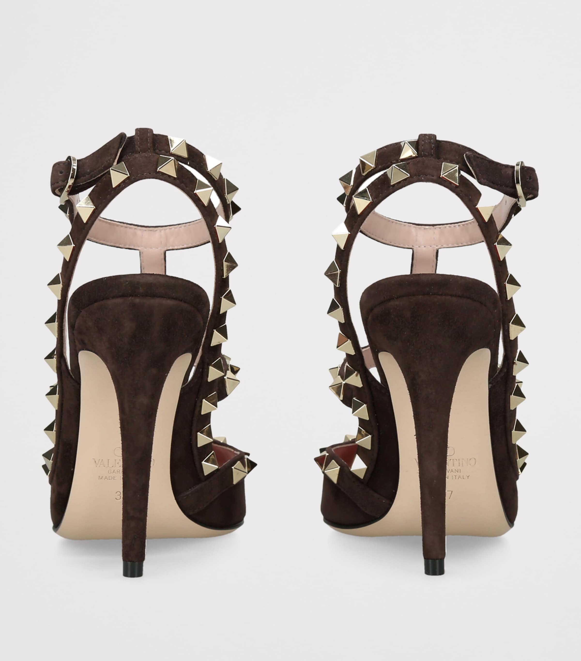 Valentino Garavani Suede Rockstud Pumps 100 Dark Brown Image 4