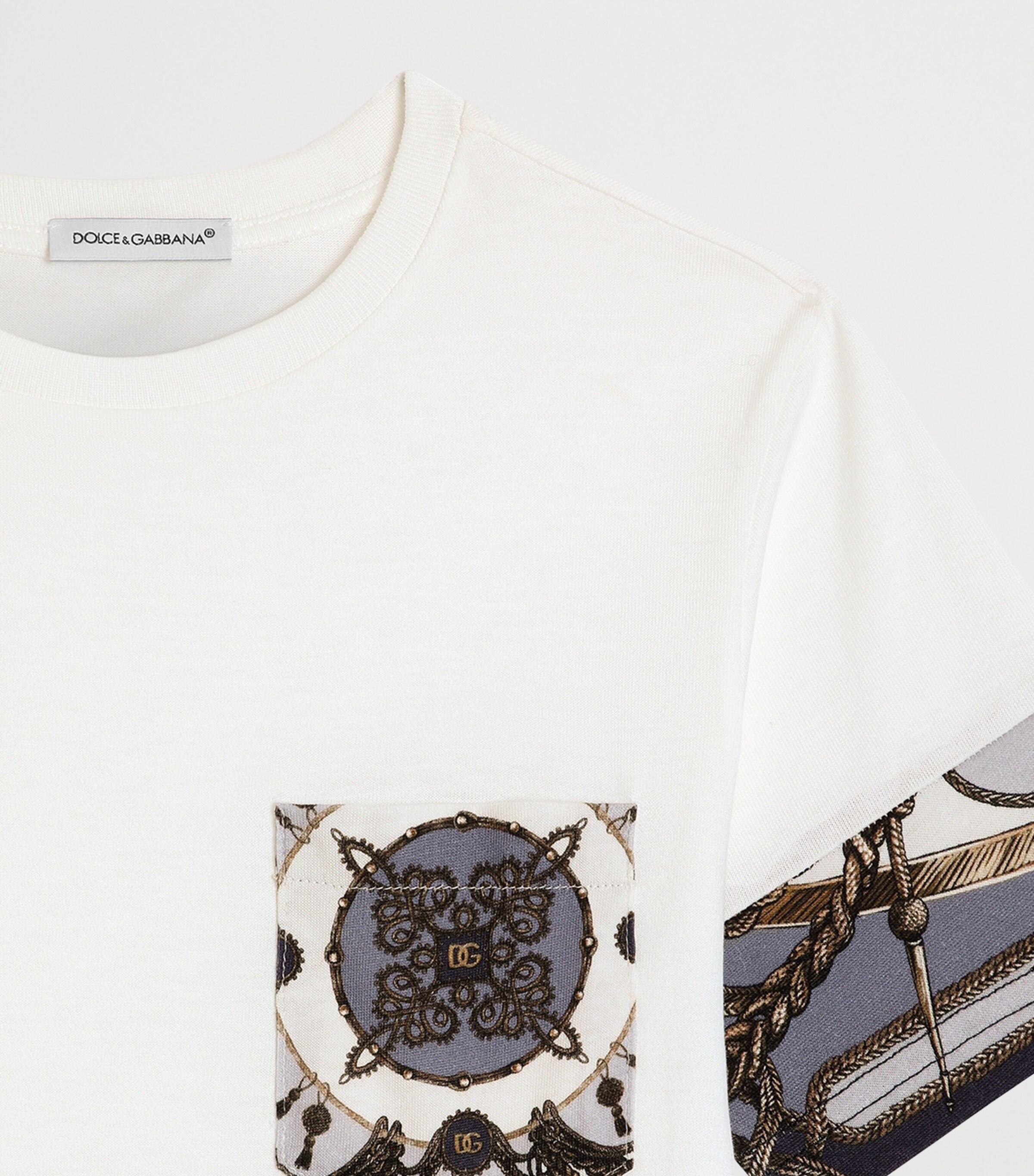 Dolce&Gabbana Kids Cotton Printed Pocket T-Shirt (8-12+ Years) Corde/nappe F. Image 4