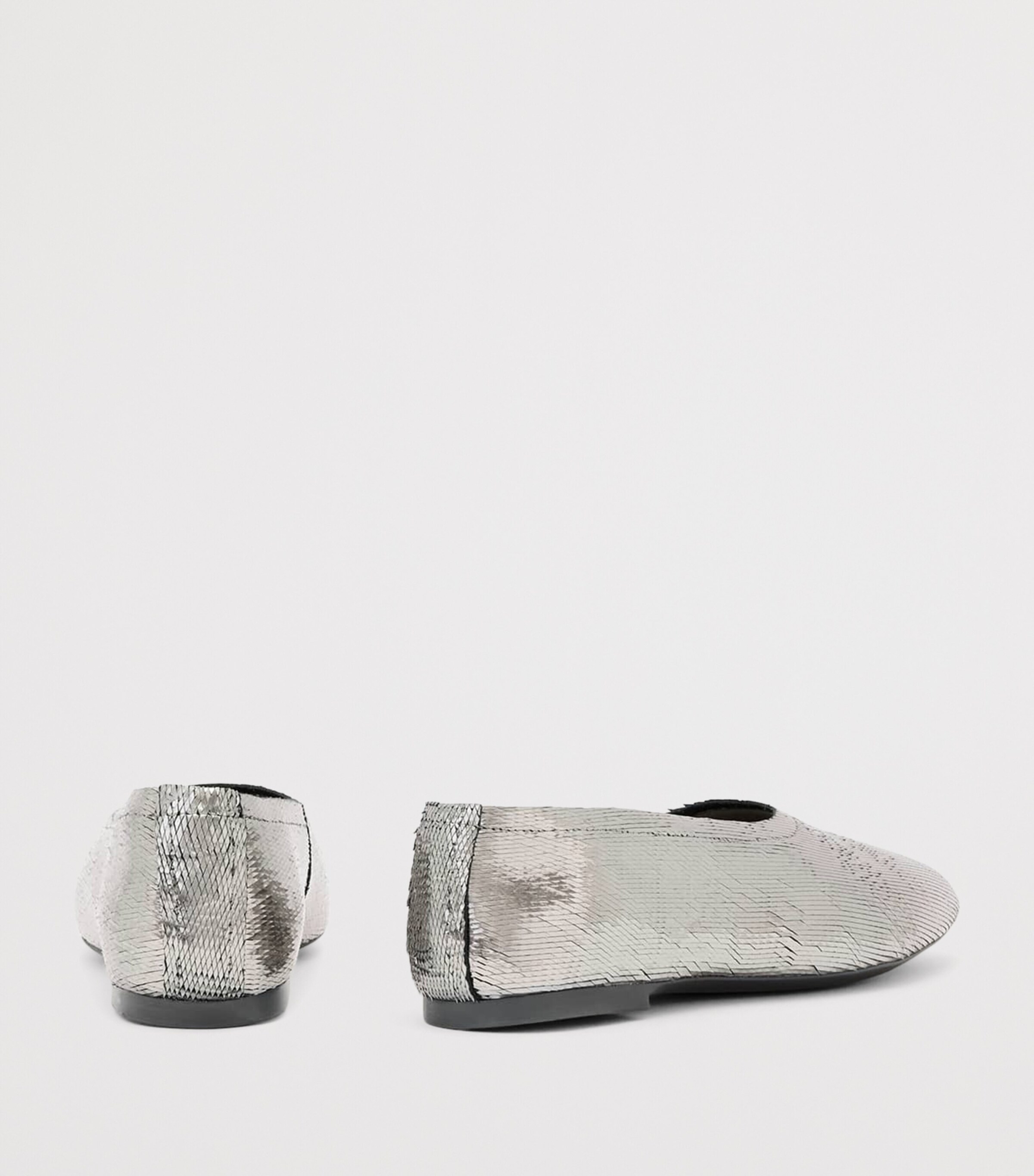 AllSaints Metallic Leather Hailee Ballet Flats Gunmetal Grey Image 4