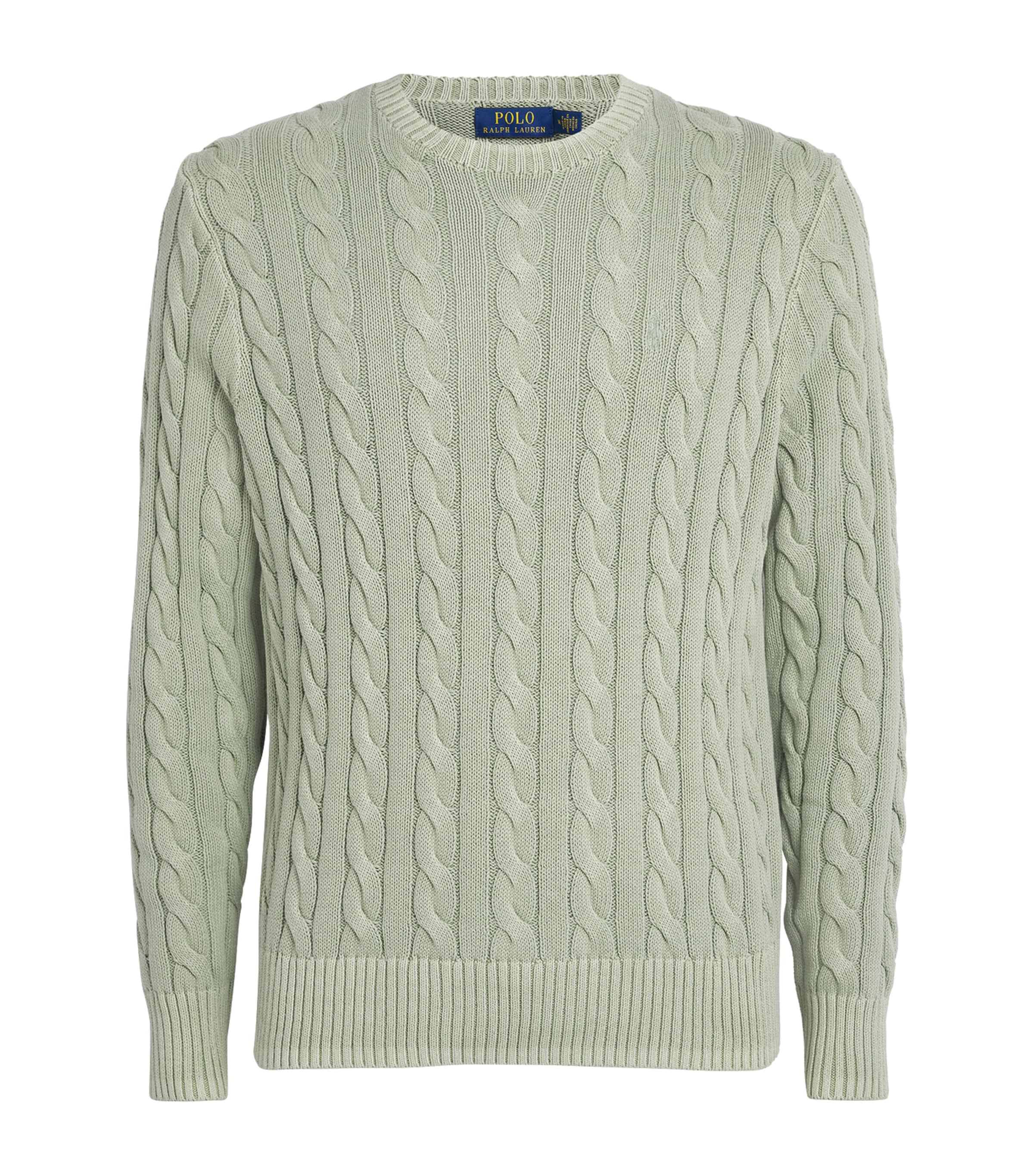 Polo Ralph Lauren Mens Cotton Cable-Knit Sweater Green Image 1