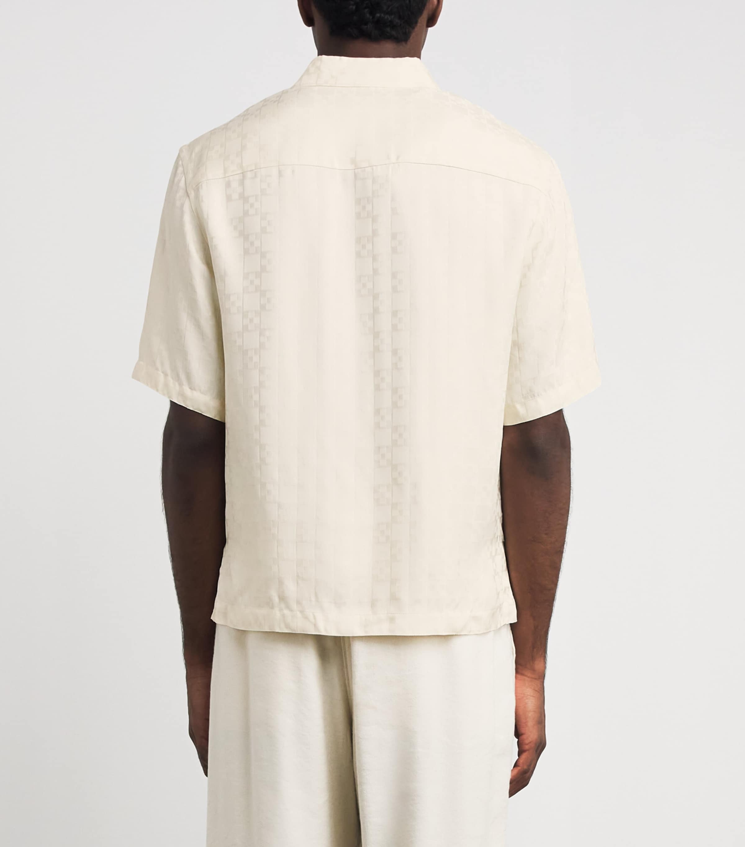 Sandro Paris Mens Jacquard Cross Short-Sleeve Shirt White Image 5