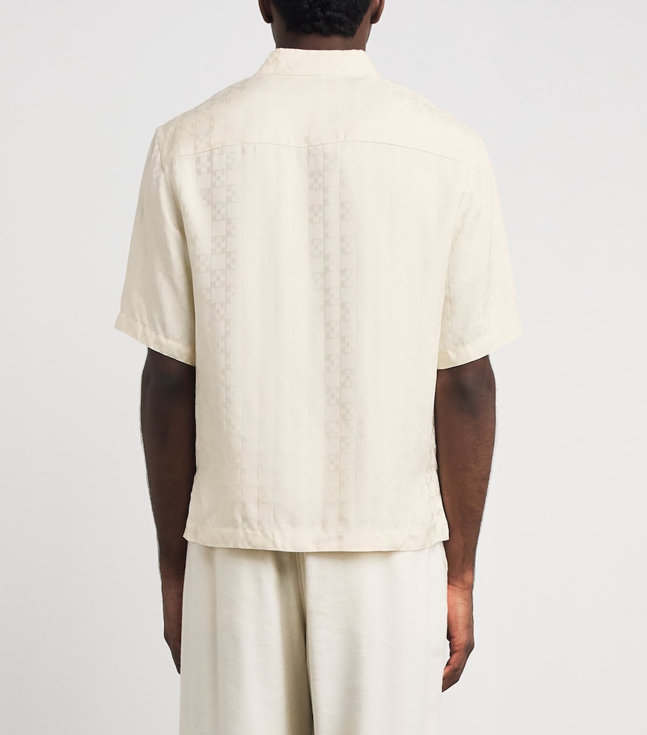 Sandro Paris Mens Jacquard Cross Short-Sleeve Shirt White Image 5