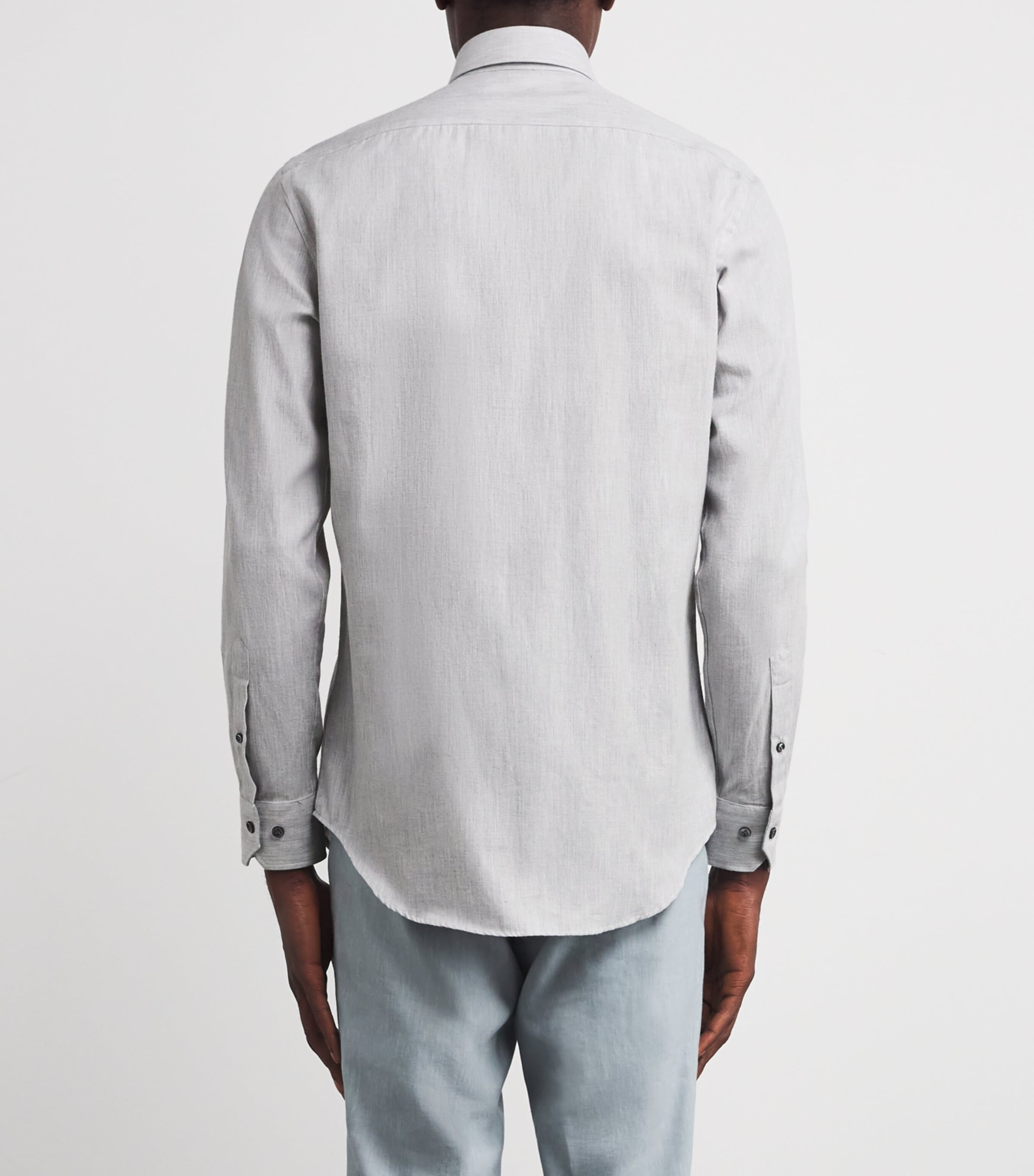 Pal Zileri Mens Cotton Shirt Light Grey Image 4