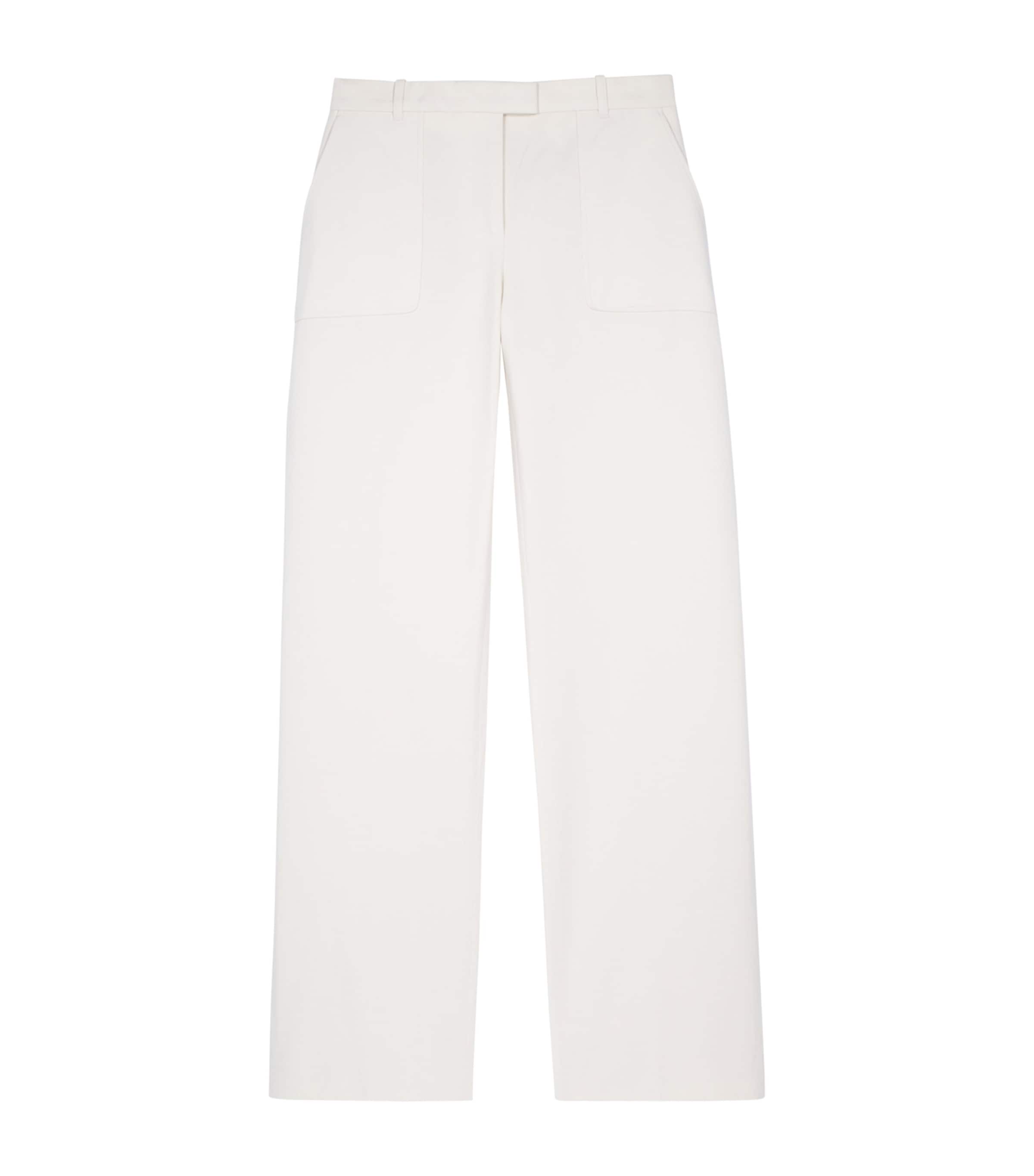 Shop The Kooples Cotton Wide-leg Trousers In Ivory