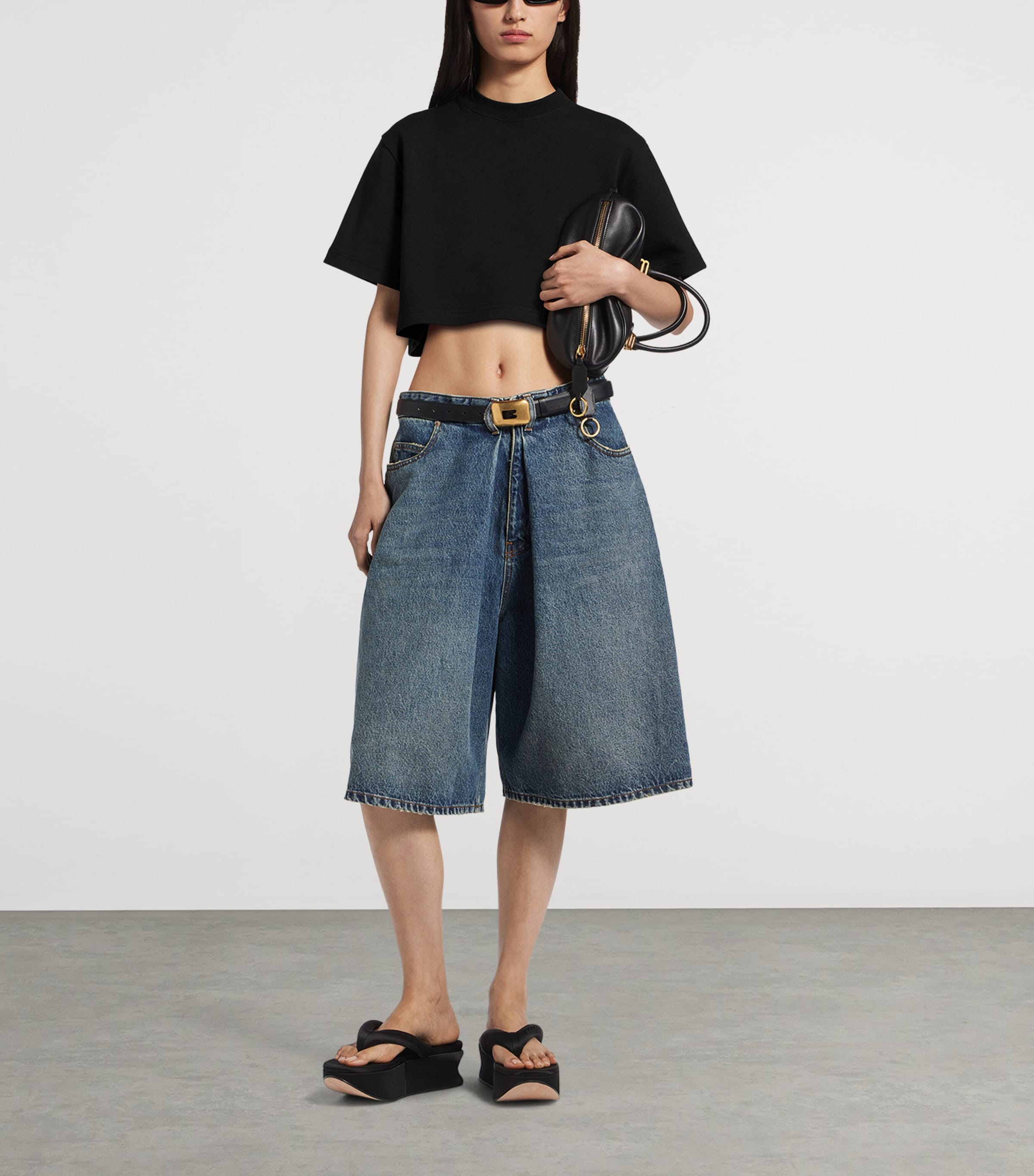 Balenciaga Womens Cotton-Blend Cropped T-Shirt Image 2