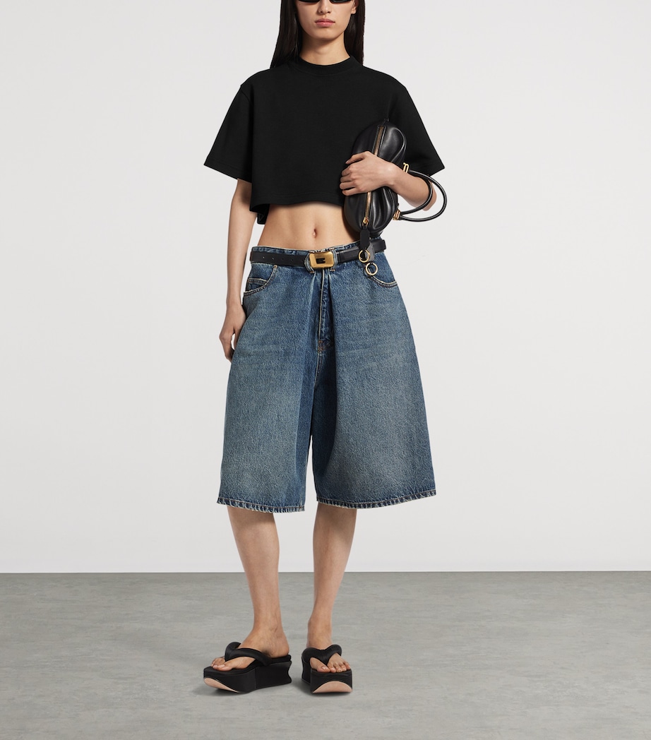 Balenciaga Womens Cotton-Blend Cropped T-Shirt Image 2