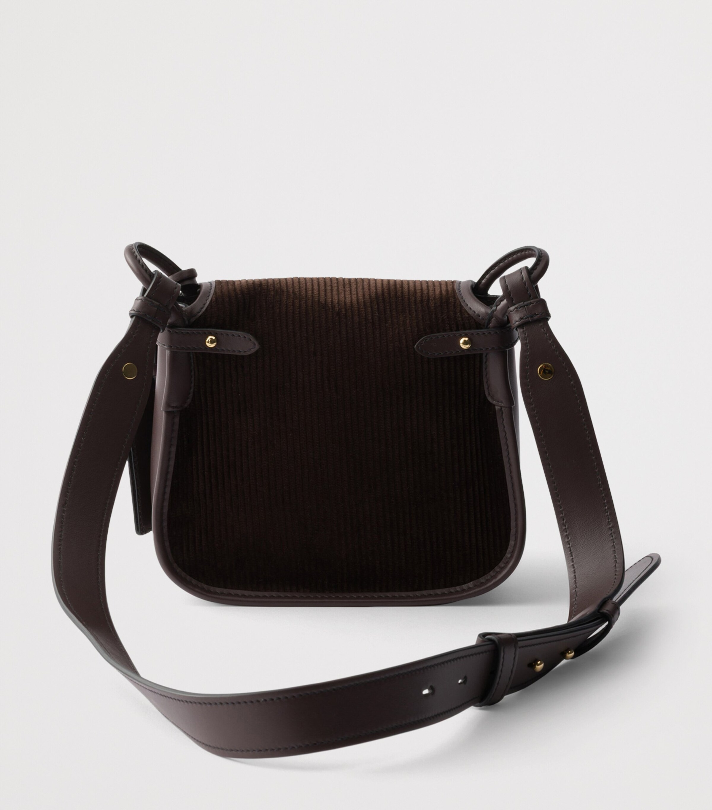 Prada Mini Leather and Corduroy Corsaire Shoulder Bag Brown Image 4
