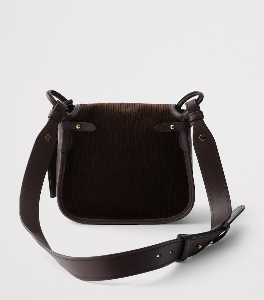 Prada Mini Leather and Corduroy Corsaire Shoulder Bag Brown Image 4