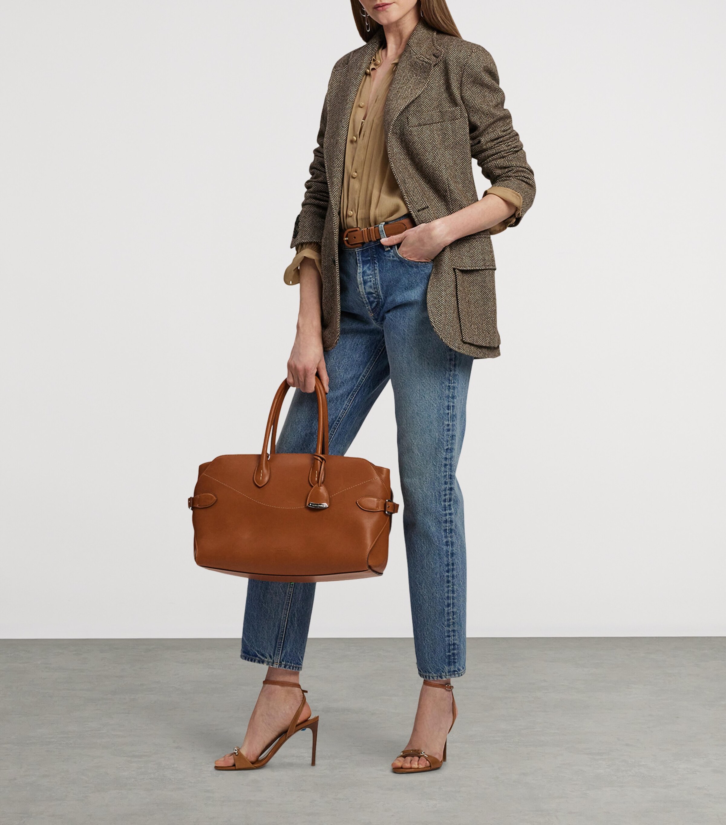 Silk Gathered Blouse TAN Image 9