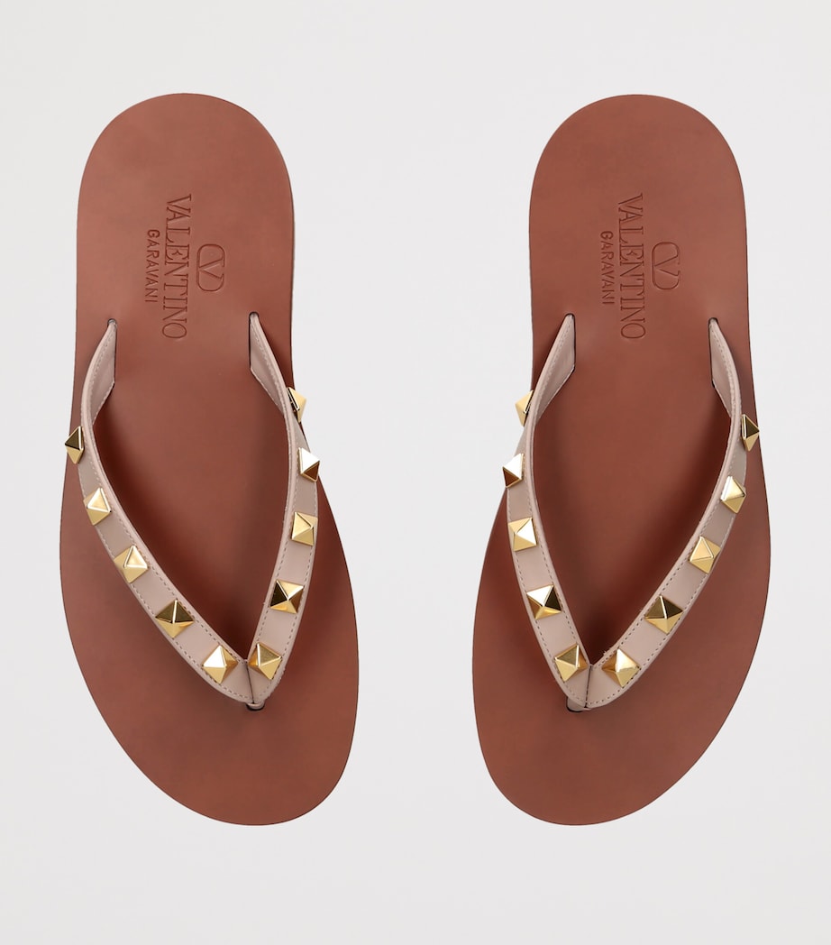 Valentino Garavani Leather Rockstud Flip Flops Blush Image 4