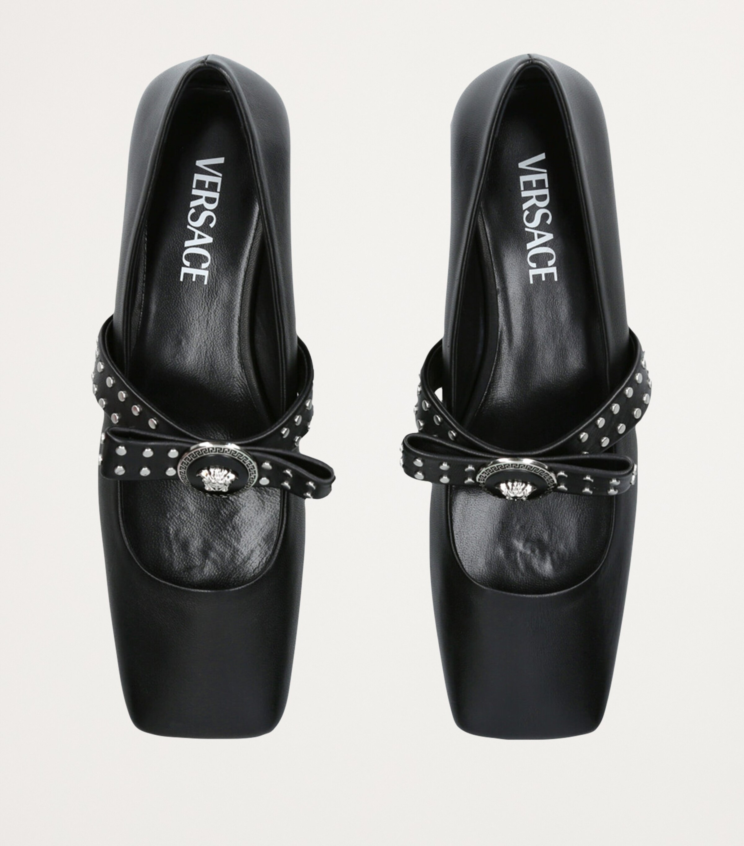 Versace Leather Gianni Ribbon Ballet Flats | Harrods HK