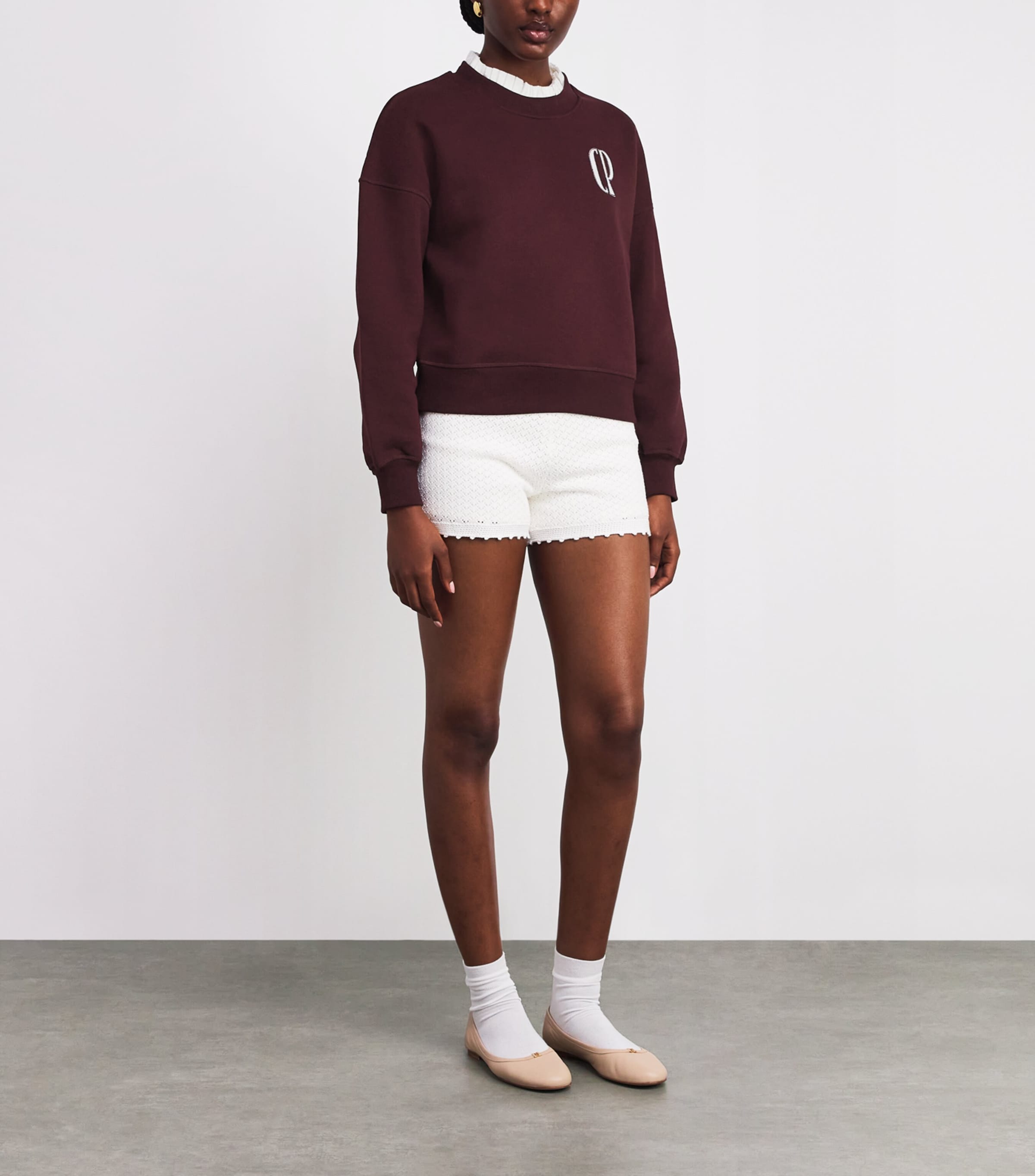 Cotton-Blend Logo Sweatshirt BURGUNDY Image 2