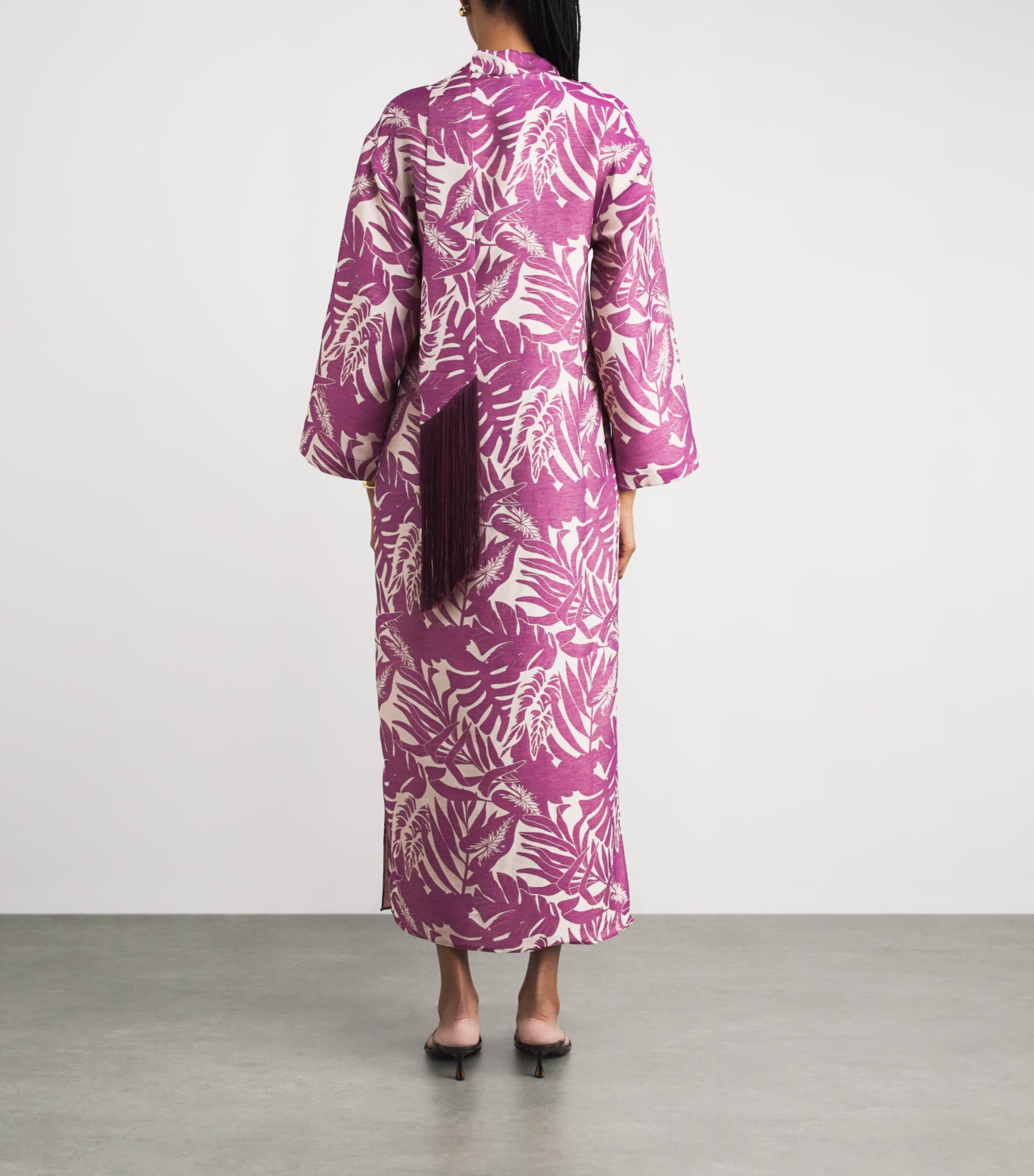Flamingo Open-Collar Kaftan PLUM-ECRU Image 3