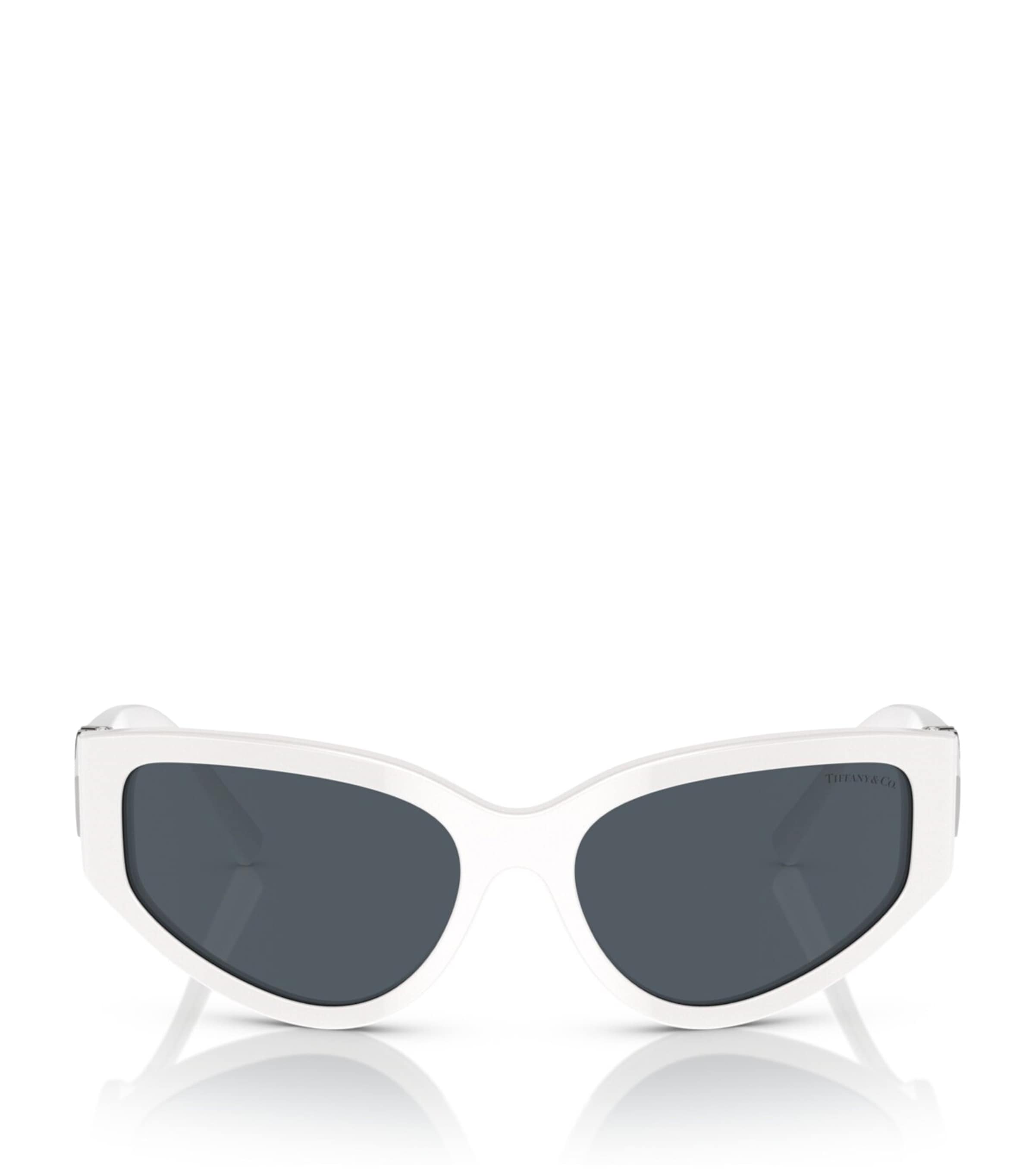 Tiffany & Co Acetate Oval Sunglasses In White