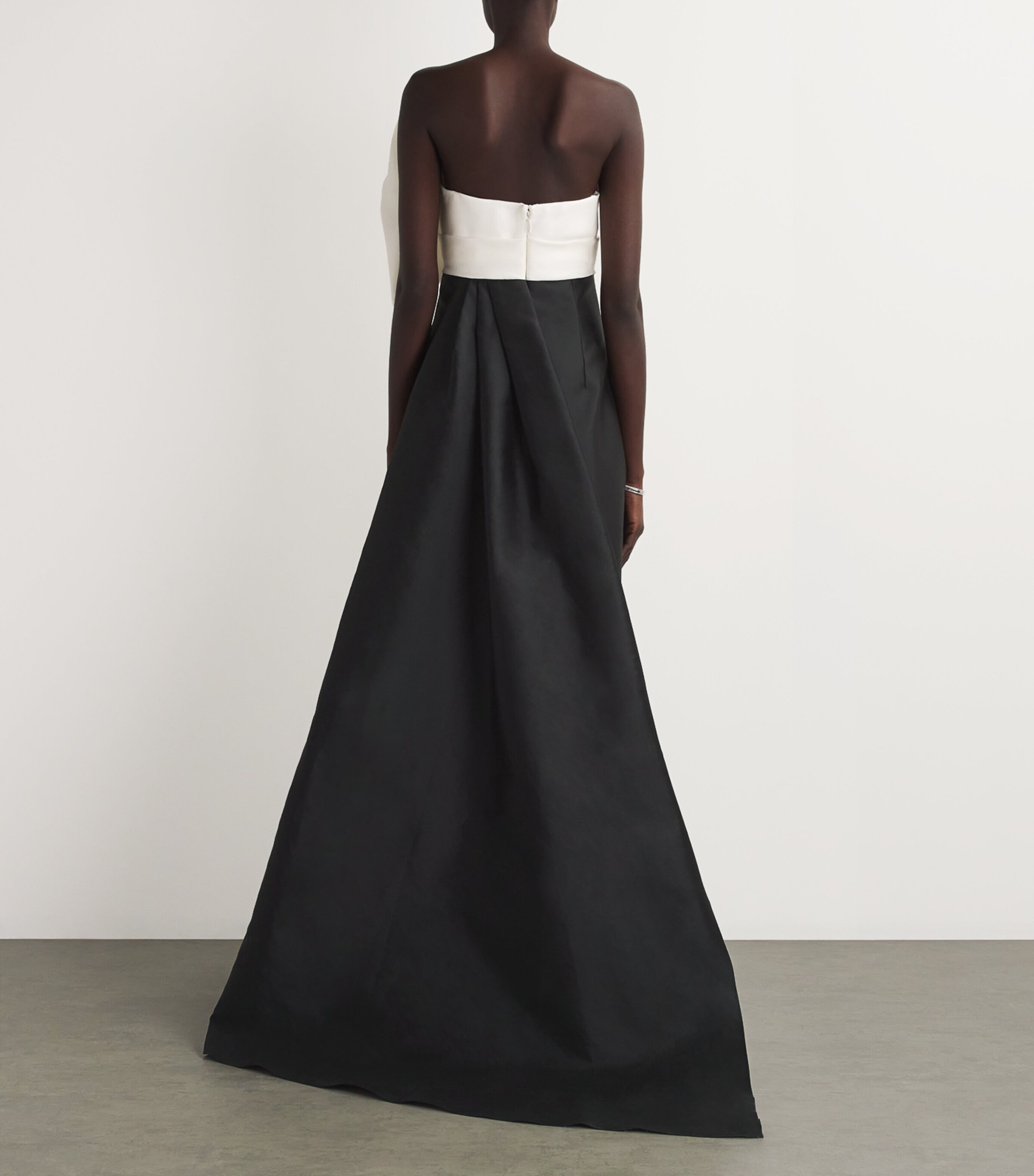 Monique Lhuillier Black Asymmetric Bow Column Gown | Harrods US