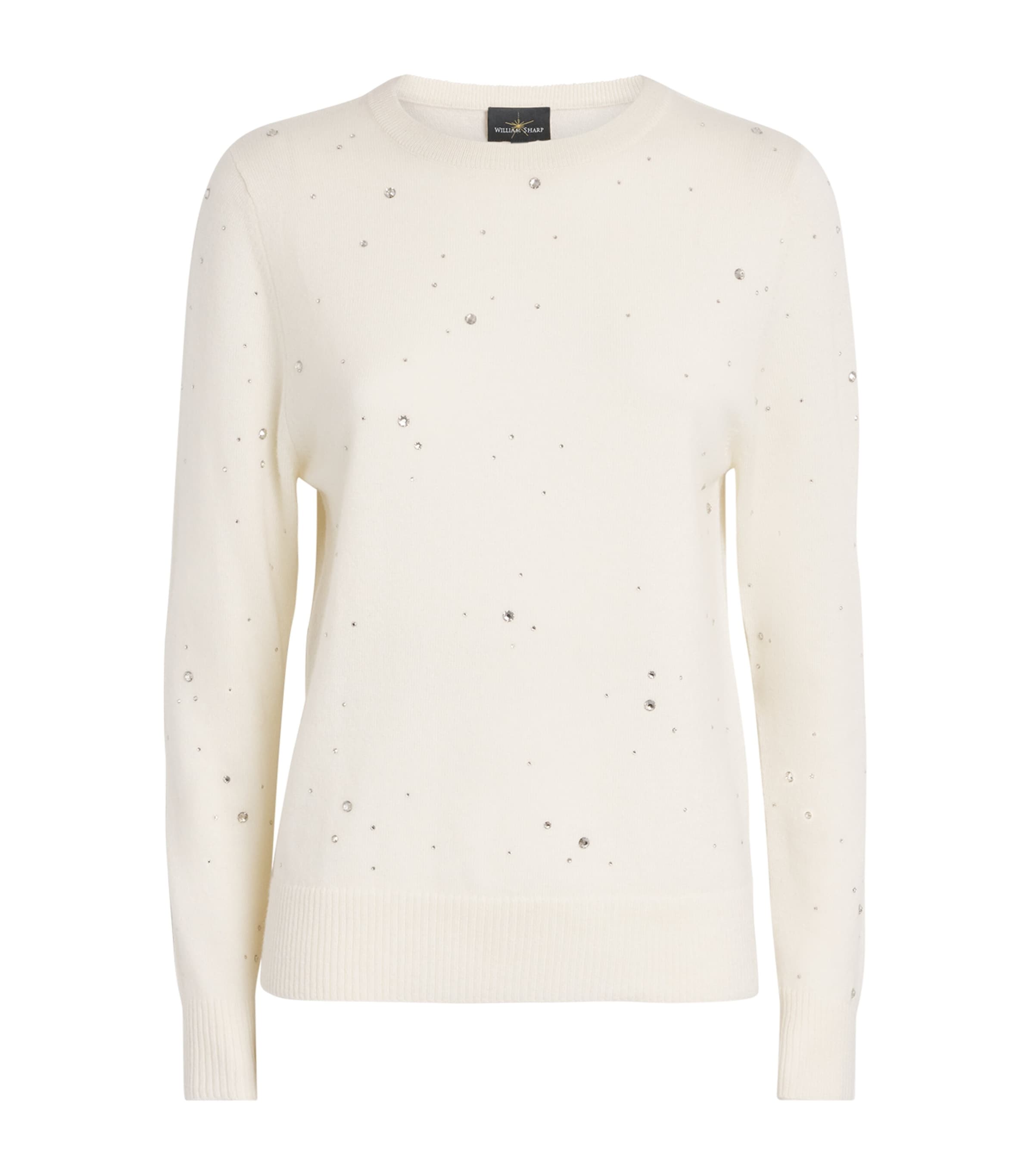 William Sharp Cashmere Crystal-embellished Sweater In White