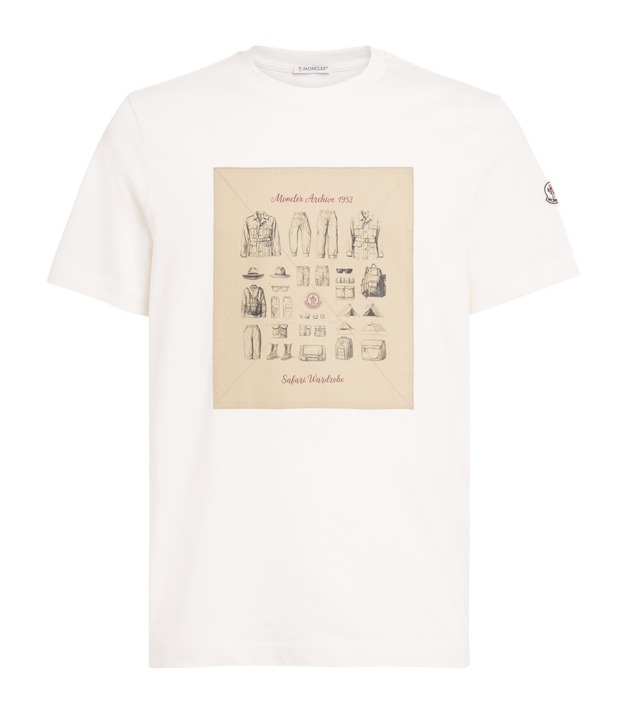 Moncler White Cotton Safari Print T-Shirt | Harrods US