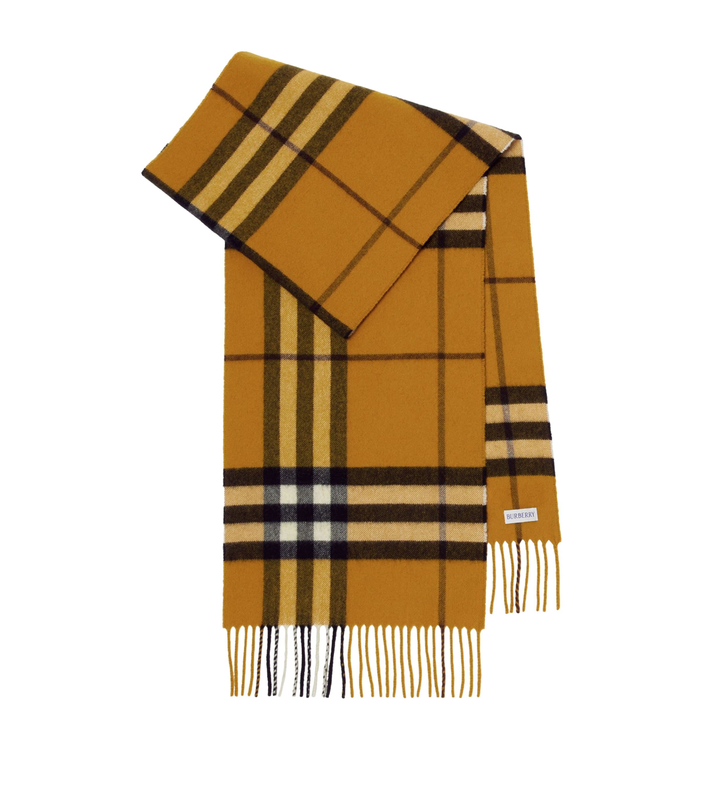Cashmere Check Scarf TEAK YELLOW Image 1