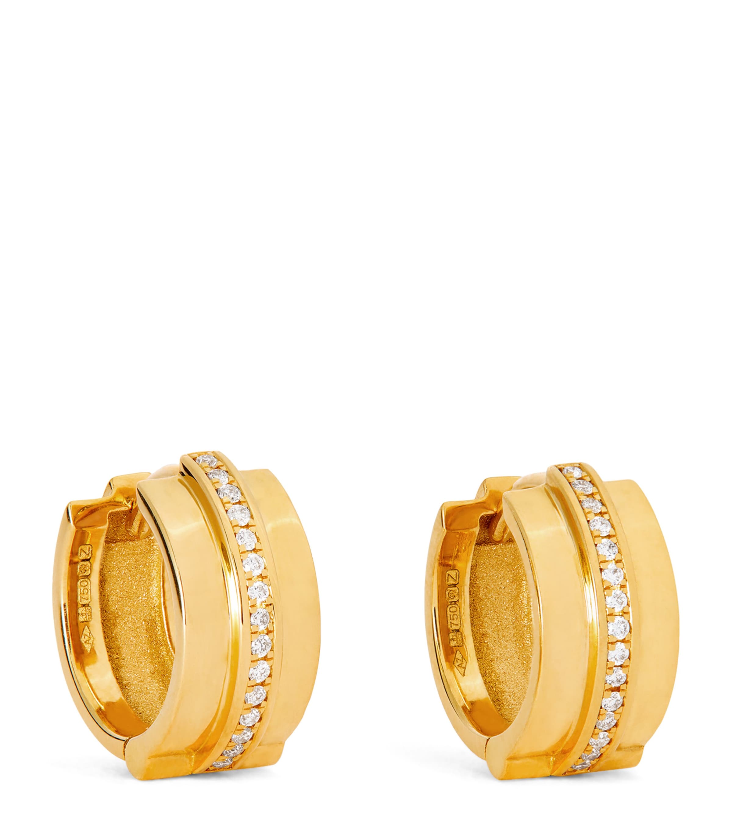 Azlee Yellow Gold And Diamond Staircase 3-tier Huggie Earrings