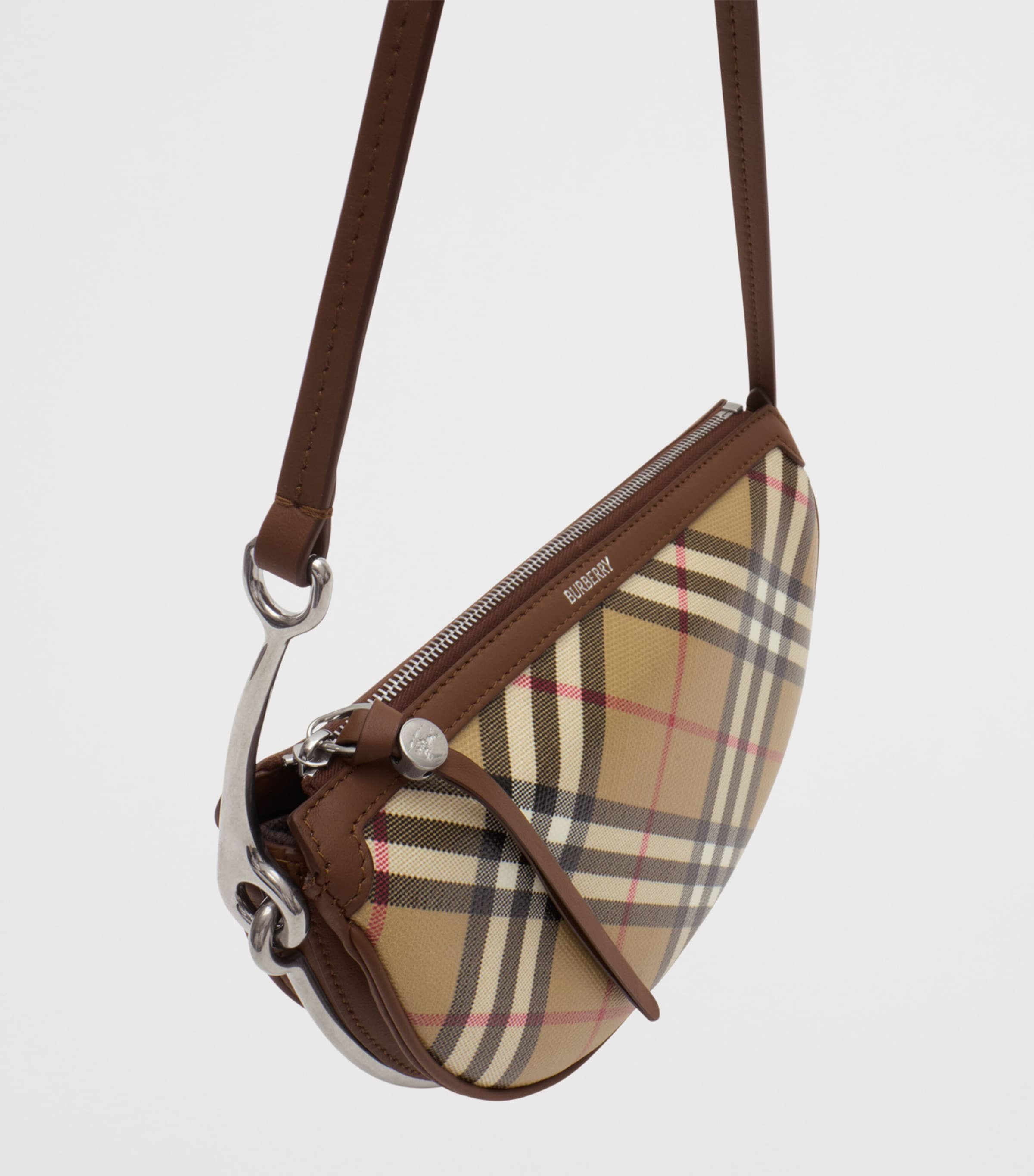 Burberry Small Check Bridle Saddle Shoulder Bag Archive Beige Image 4