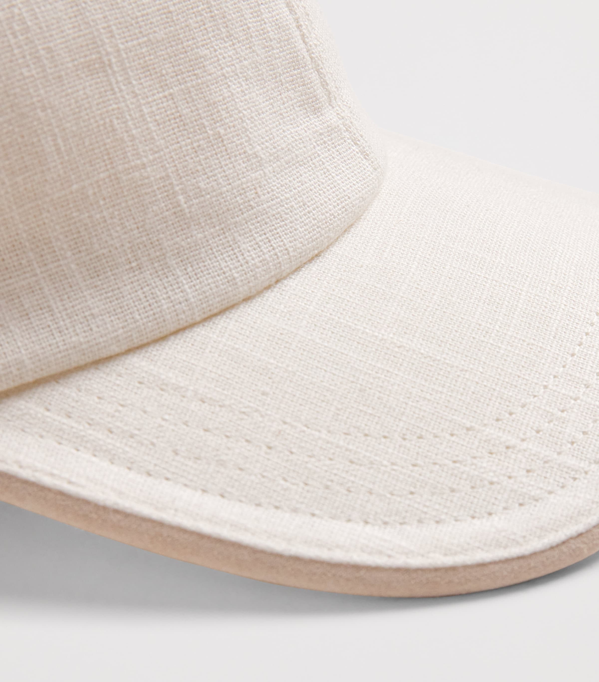 Eleventy Linen-Cotton Baseball Cap Bianco E Beige Image 4