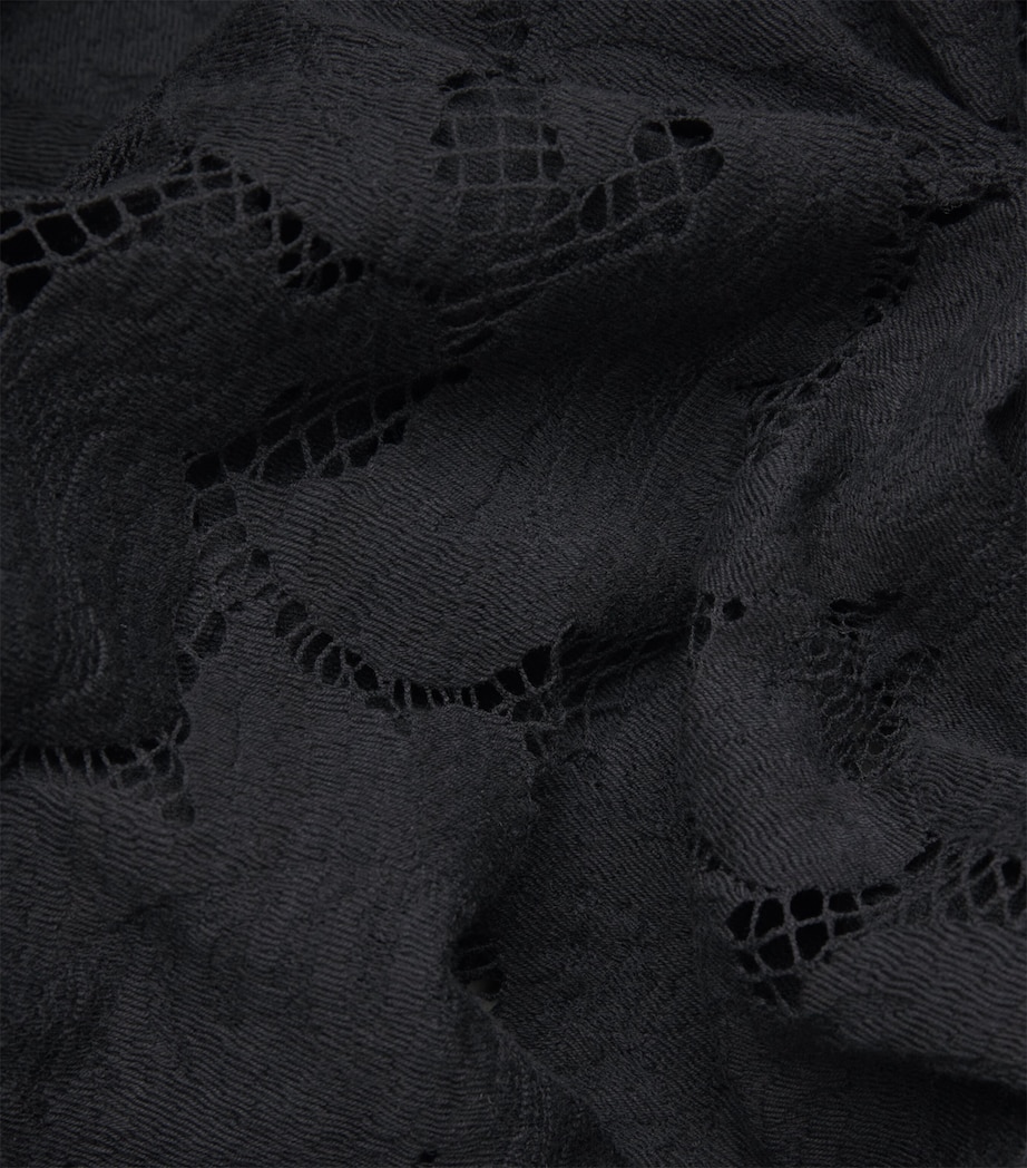 Organic Cotton-Blend Lace Midi Skirt 0228 BLACK Image 5