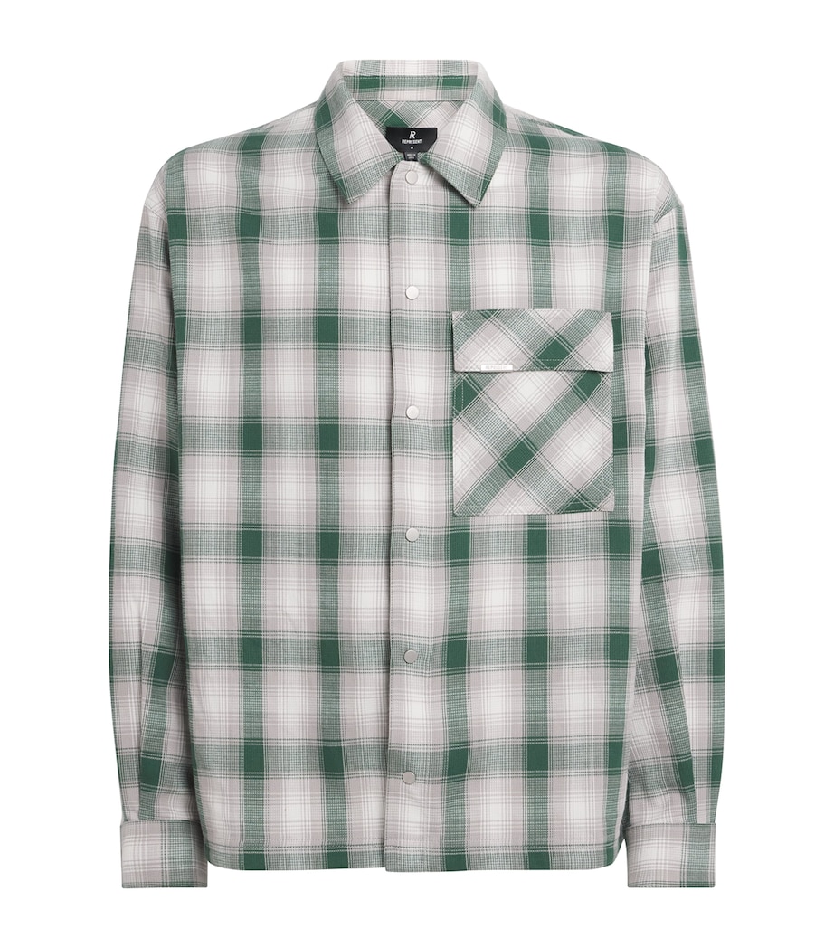 Cotton Check Flannel Shirt DARK GREEN Image 1