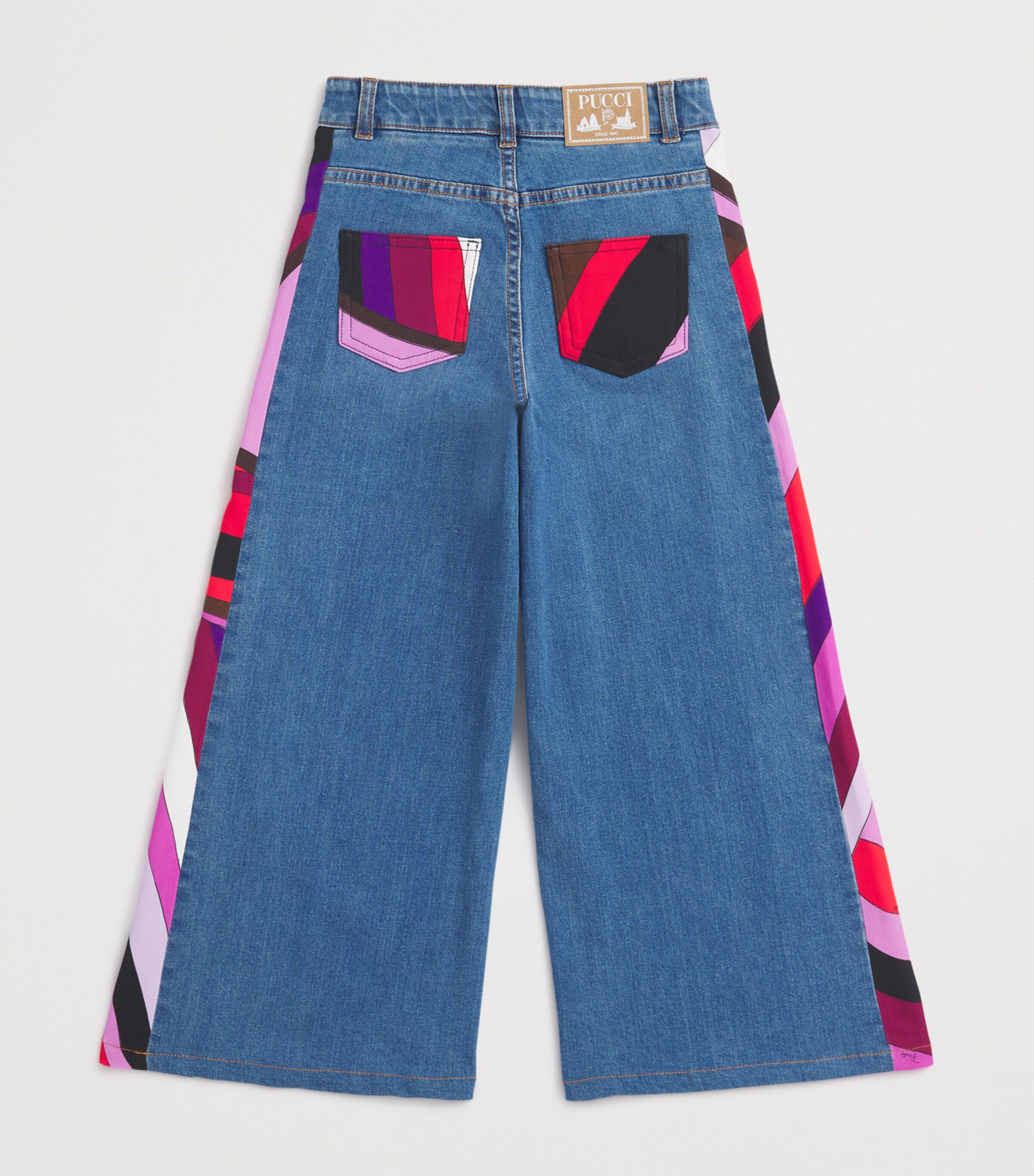 Side-Patterned Flared Jeans (4-14 Years) 620BLUE Image 2