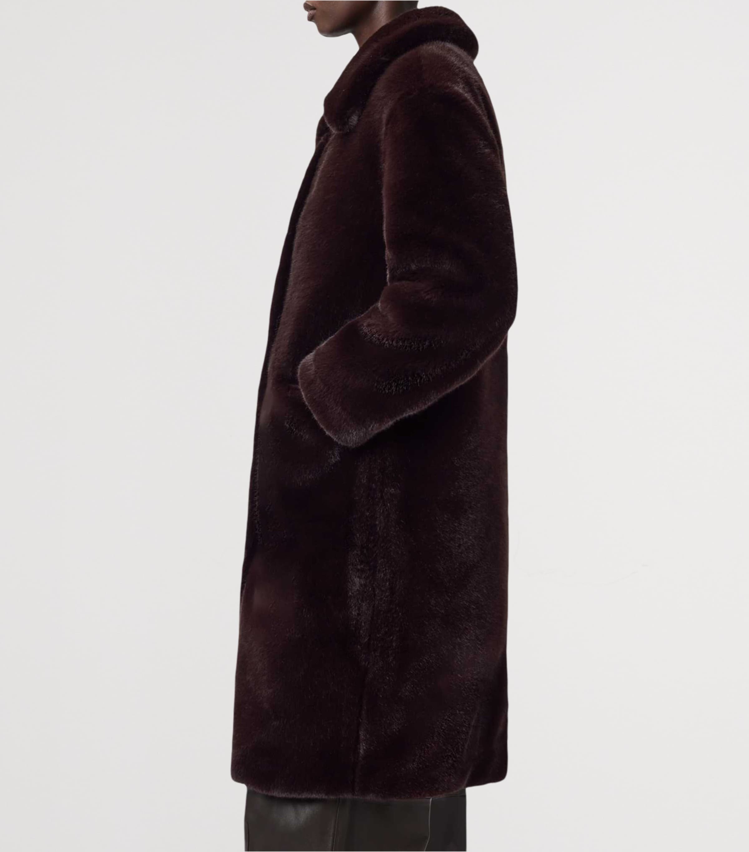 Faux Fur Sora Coat CHOCOLATE BROWN Image 6